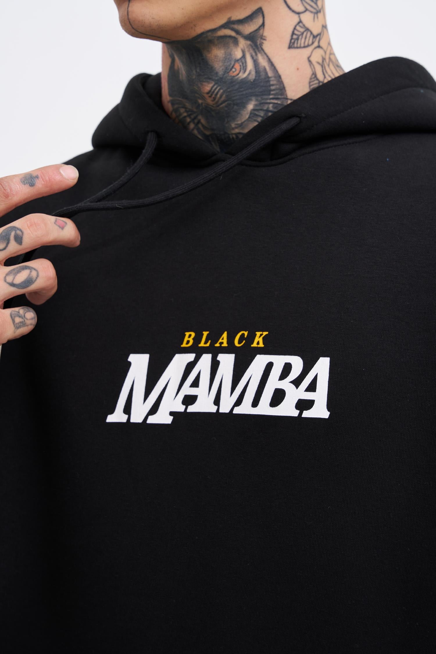 Erkek Black Mamba Baskılı Oversize Sweatshirt Siyah
