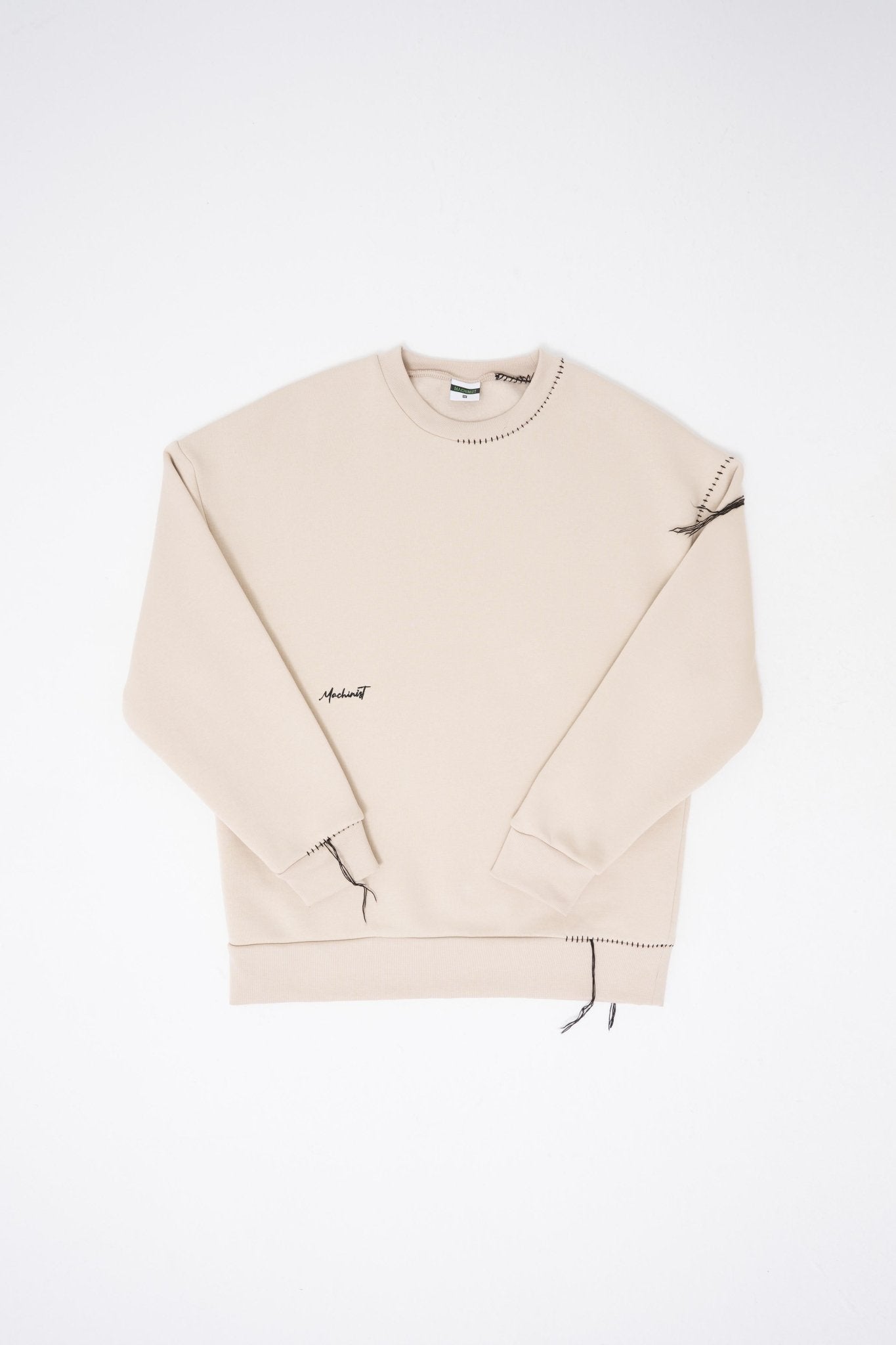 Erkek Blanket Stitch Sweatshirt Açık Bej