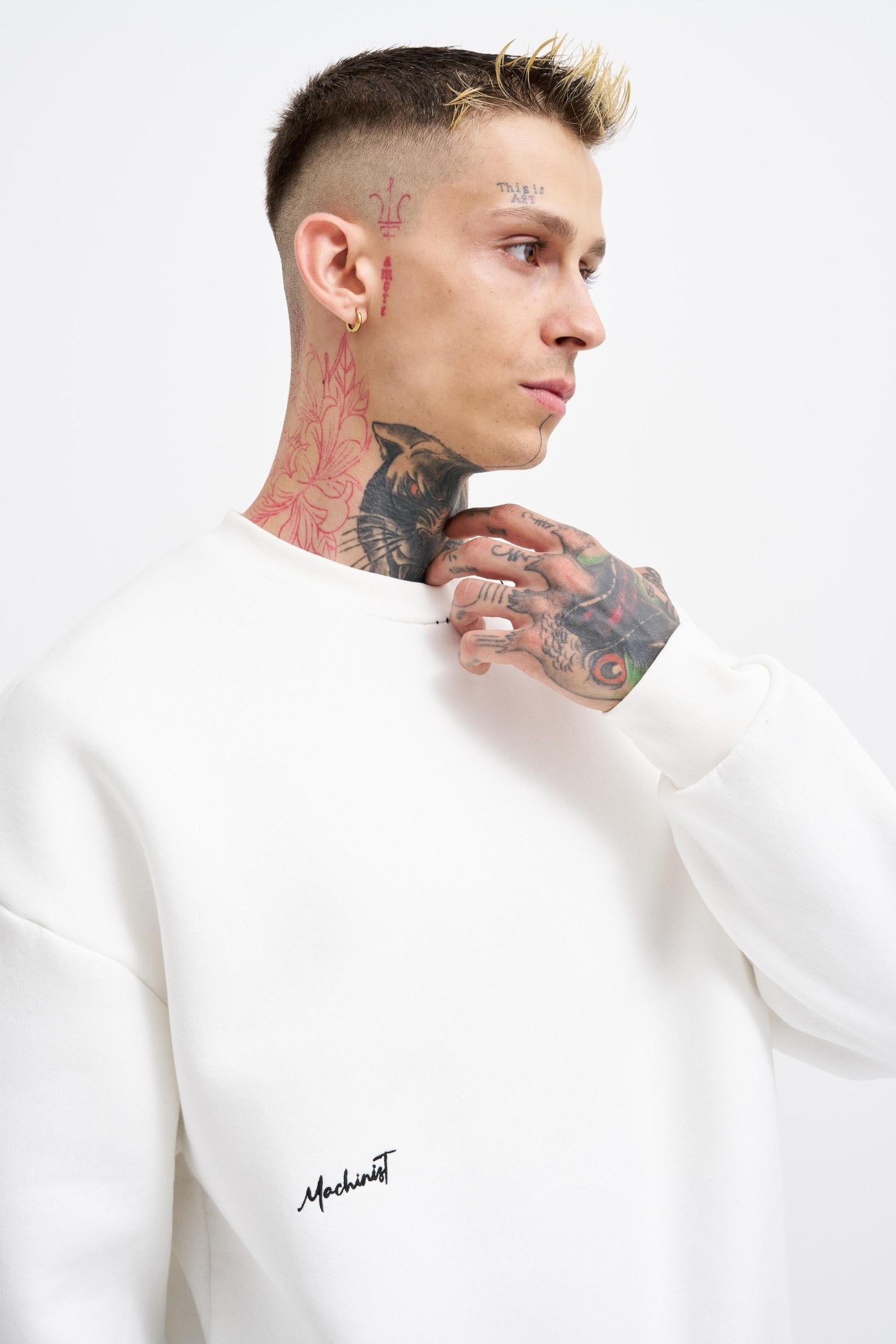 Erkek Blanket Stitch Sweatshirt Ekru