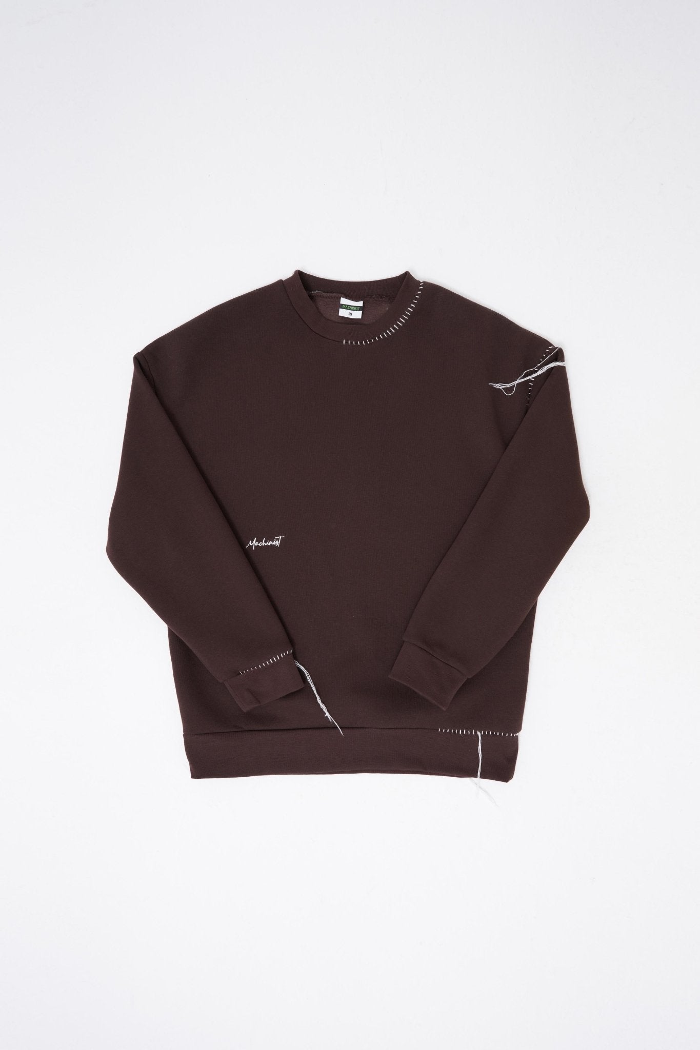 Erkek Blanket Stitch Sweatshirt Koyu Kahverengi