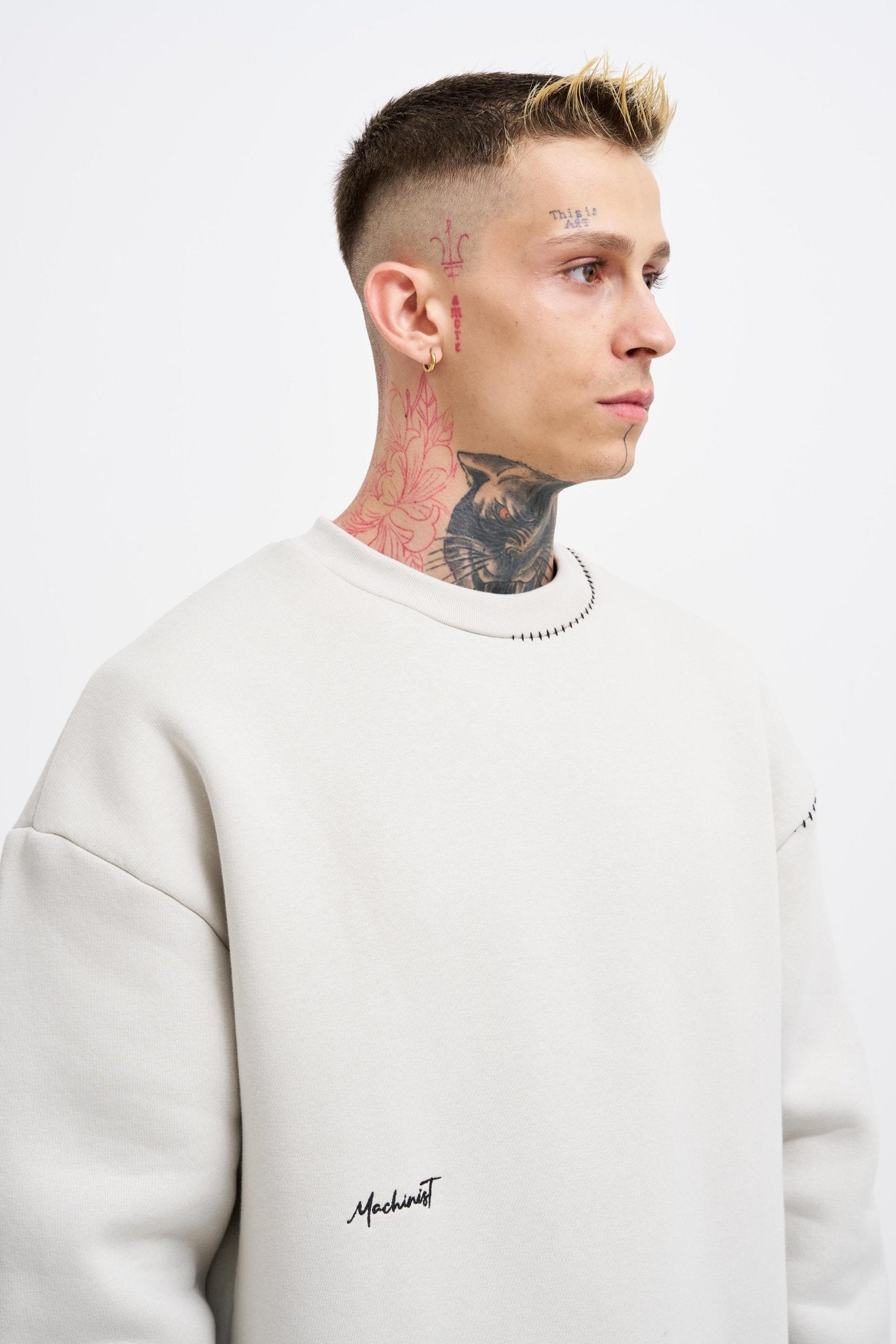 Erkek Blanket Stitch Sweatshirt Uzay Grisi