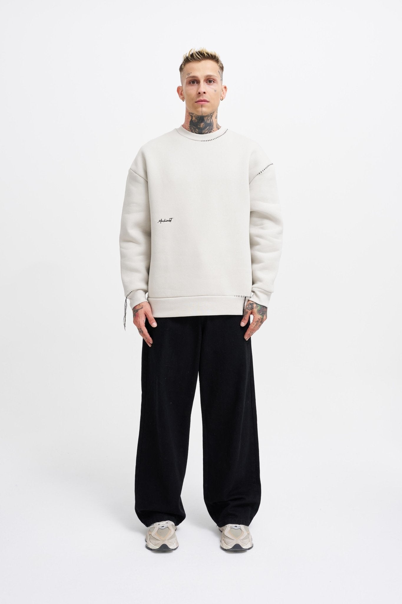 Erkek Blanket Stitch Sweatshirt Uzay Grisi