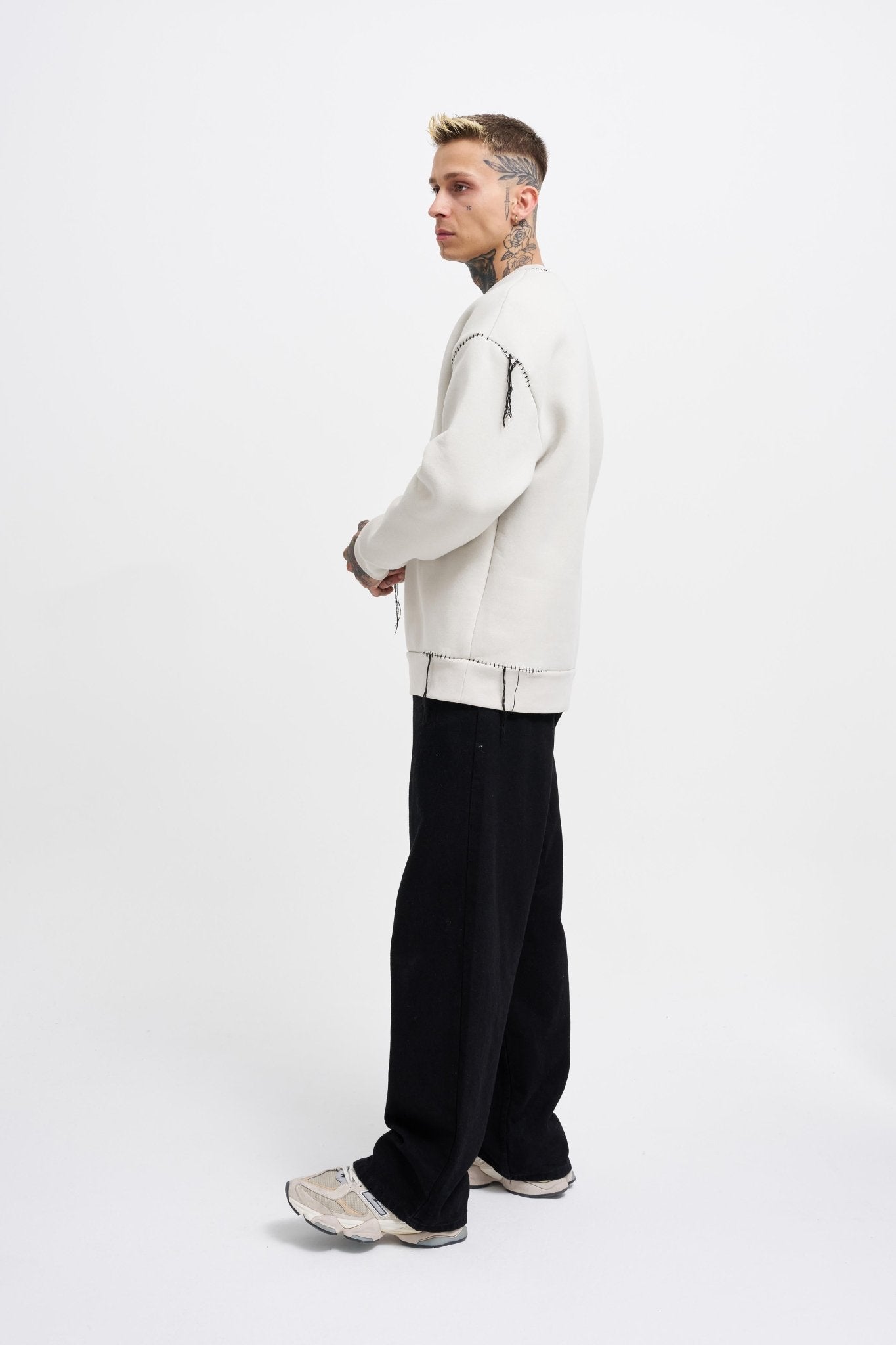 Erkek Blanket Stitch Sweatshirt Uzay Grisi
