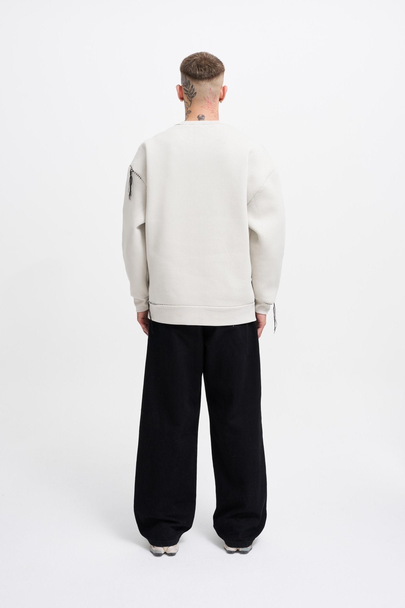Erkek Blanket Stitch Sweatshirt Uzay Grisi