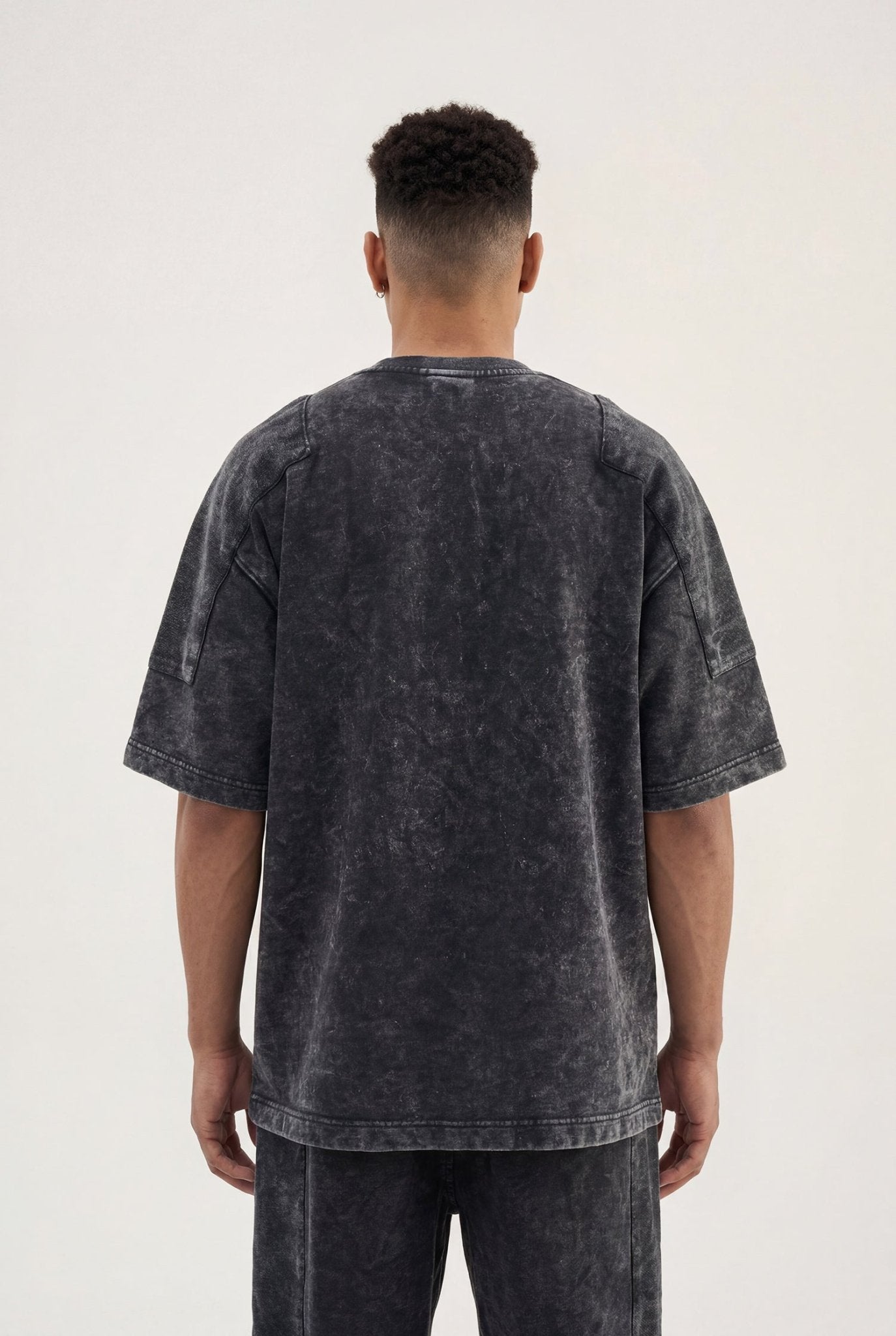 Erkek Born Again Baskılı ve Nakışlı Yıkamalı Oversize Tişört Siyah