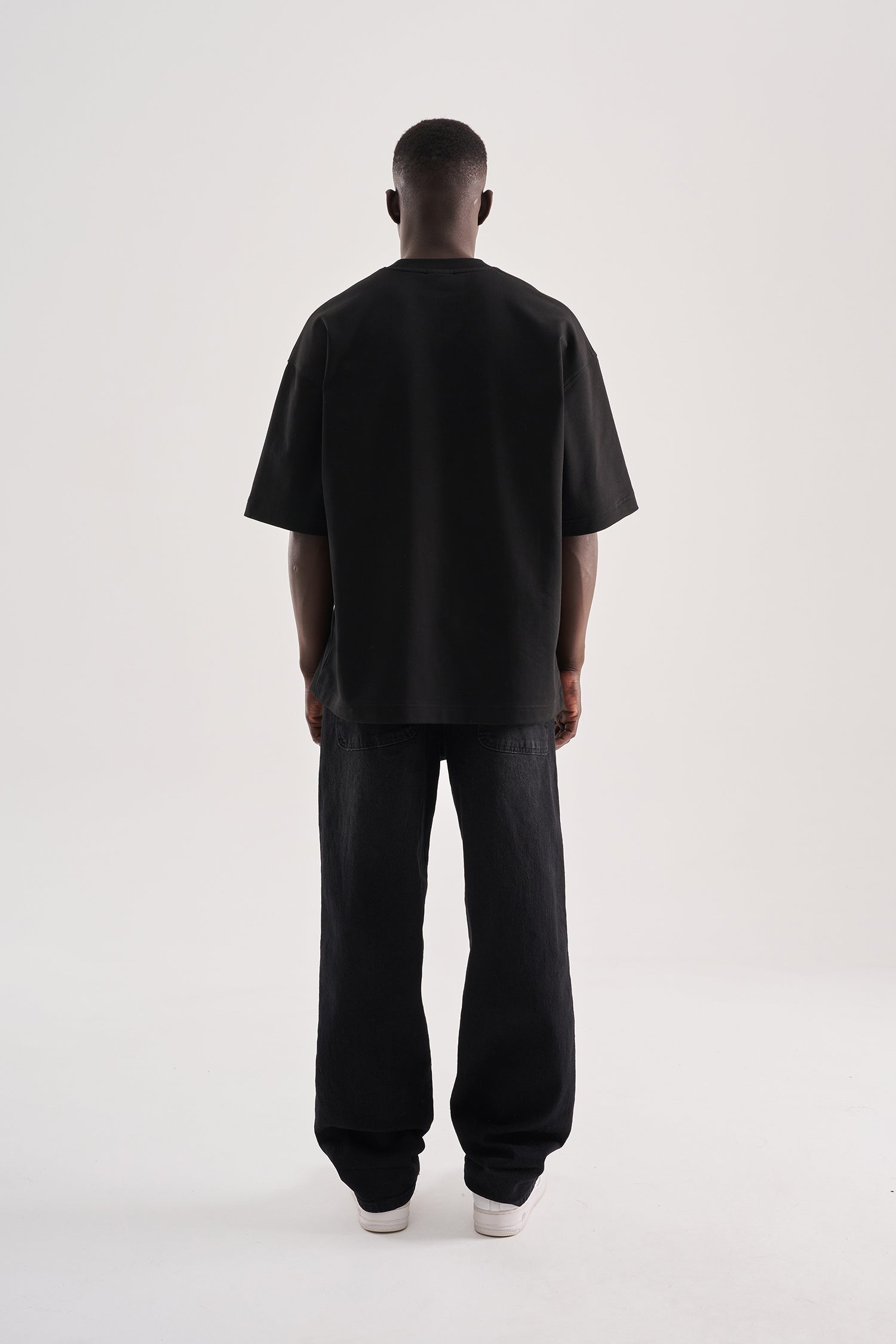 Erkek Born Again High Printed Oversize Tişört Siyah
