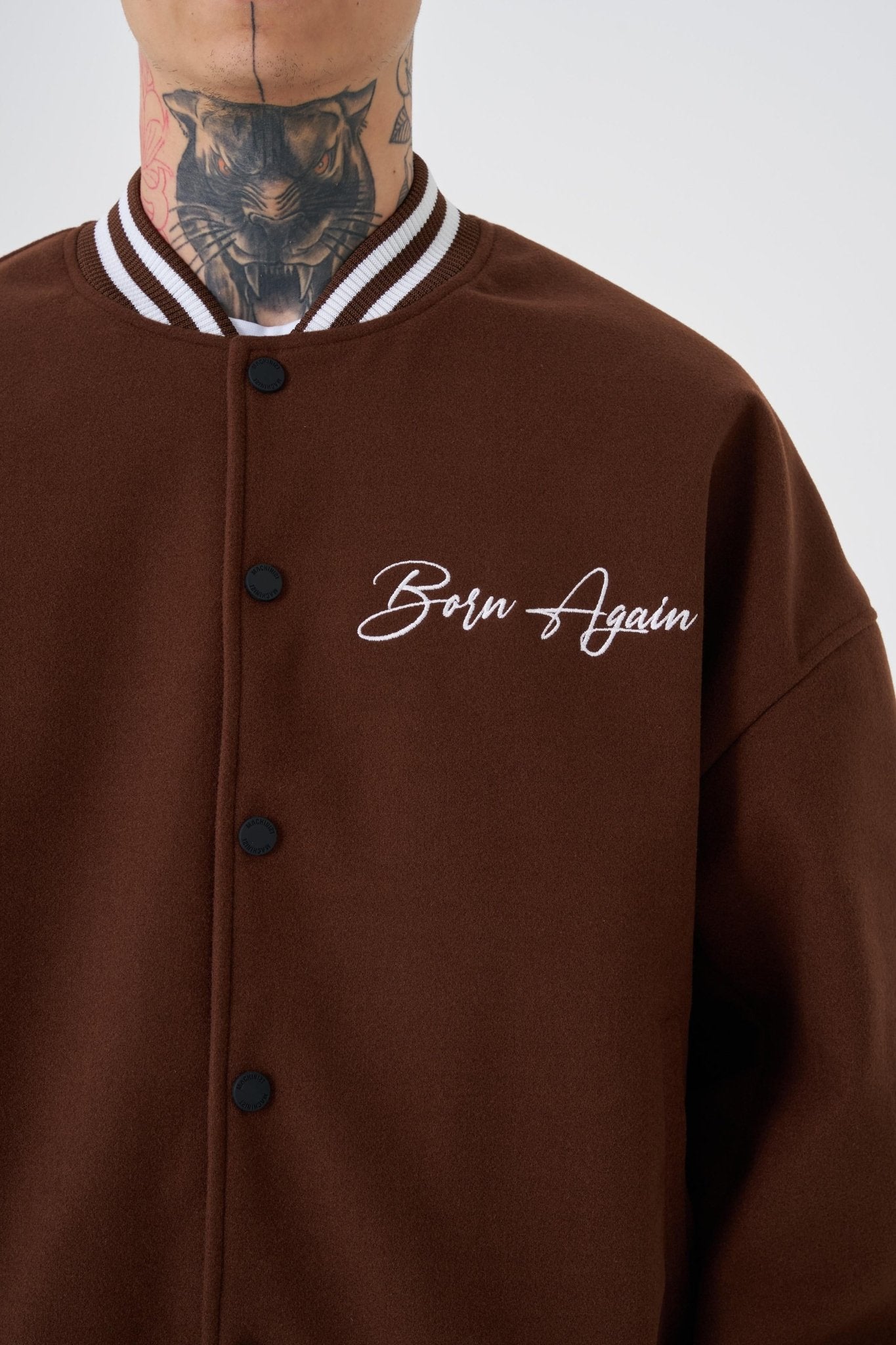 Erkek Born Again Style Oversize Bomber Ceket Kahverengi