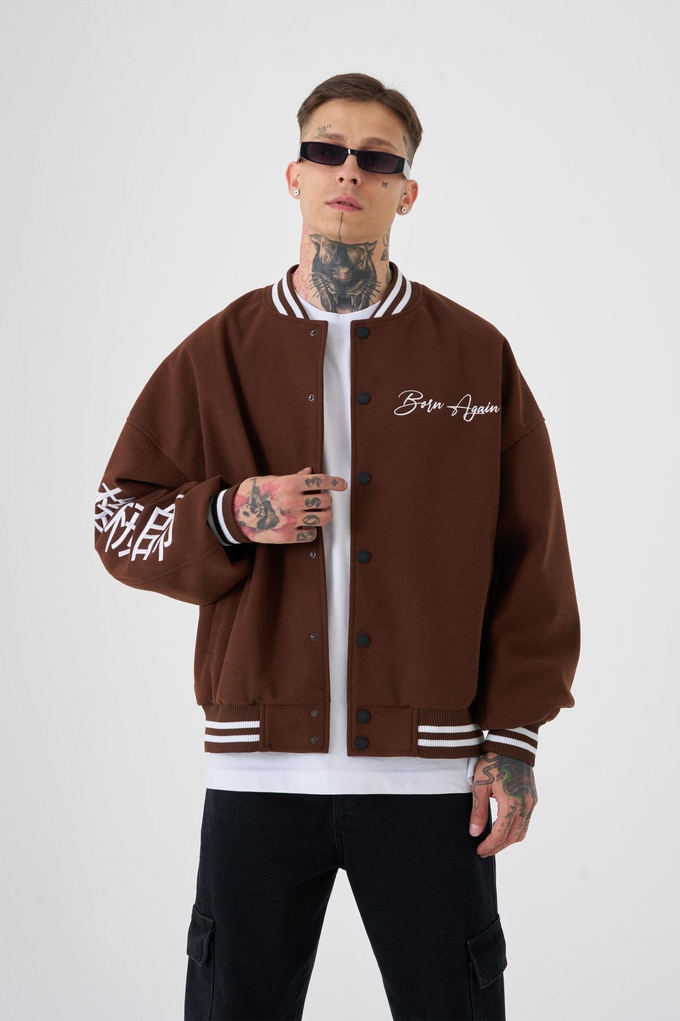 Erkek Born Again Style Oversize Bomber Ceket Kahverengi