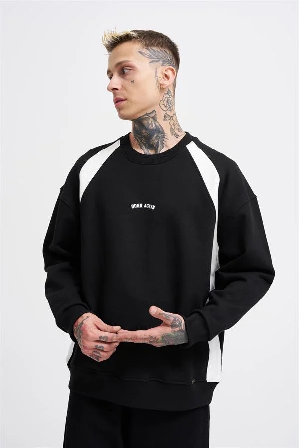 Erkek Born Again Sweatshirt Siyah - Ekru