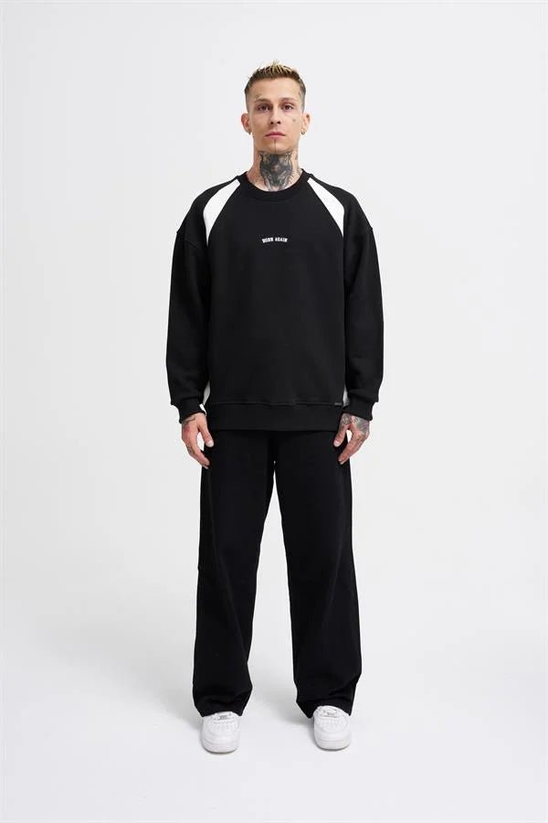 Erkek Born Again Sweatshirt Siyah - Ekru