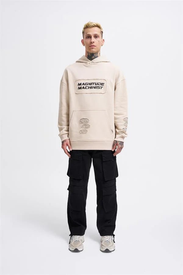 Erkek Bottom Patch Kapüşonlu Sweatshirt Açık Bej
