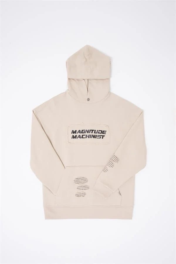 Erkek Bottom Patch Kapüşonlu Sweatshirt Açık Bej