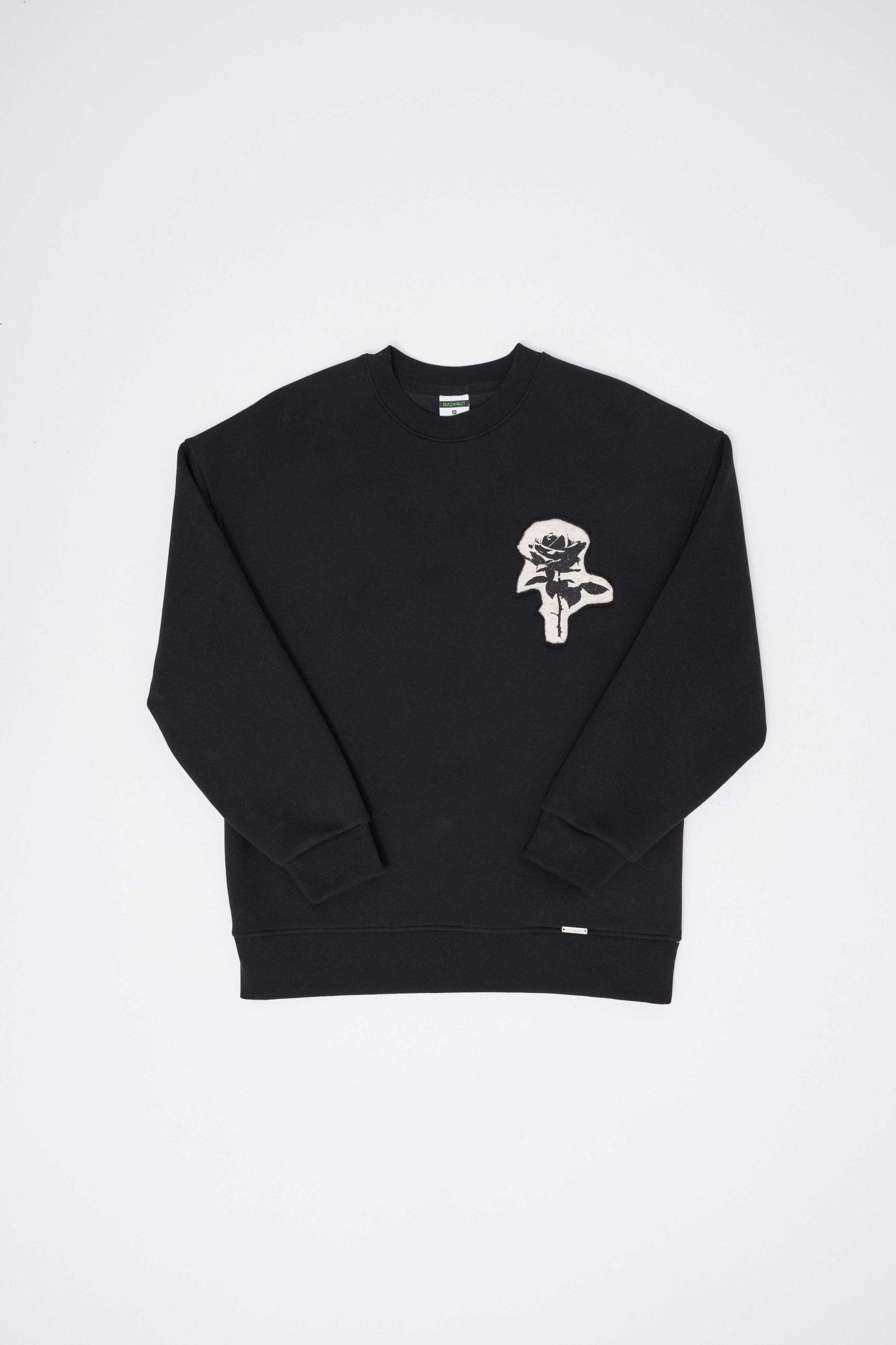 Erkek Bottom Printed Patch Sweatshirt Siyah