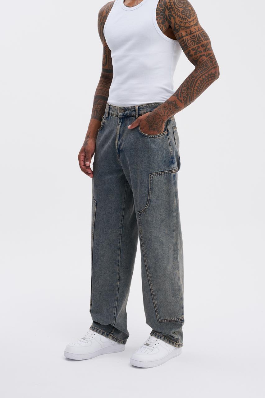 Erkek Carpenter Baggy Jean Pantolon Yeşil