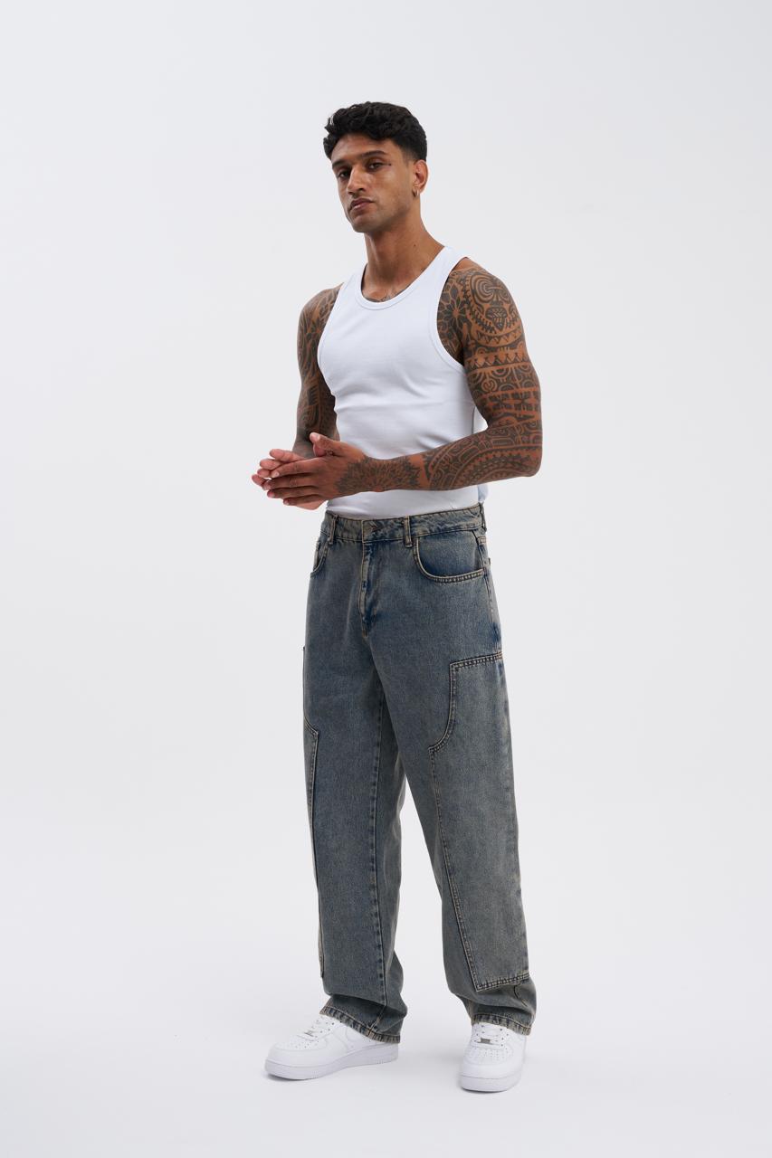 Erkek Carpenter Baggy Jean Pantolon Yeşil
