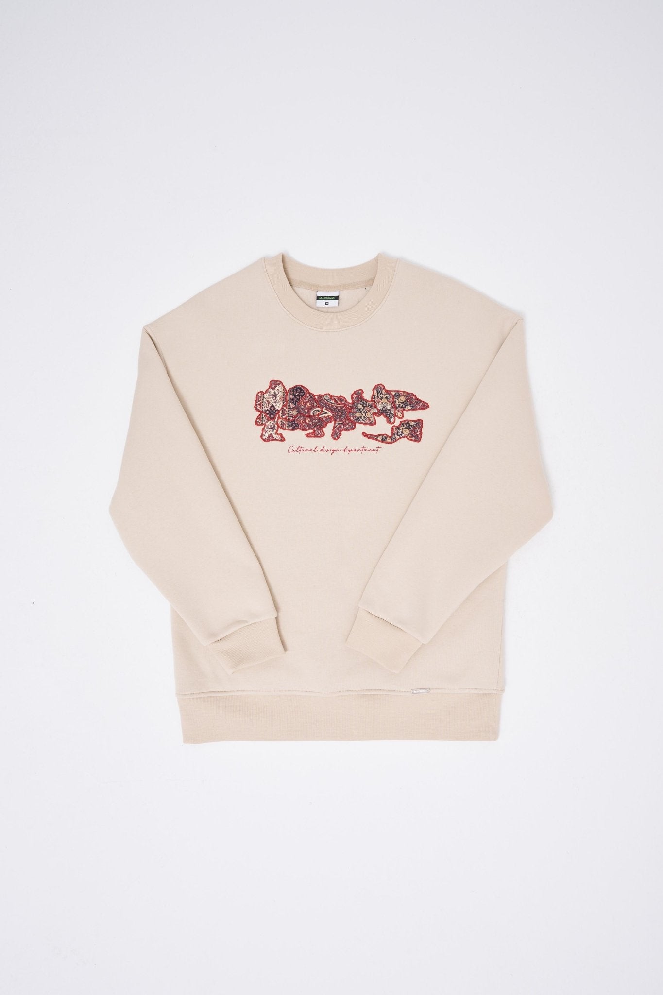 Erkek Carpet Embrodery Sweatshirt Açık Bej