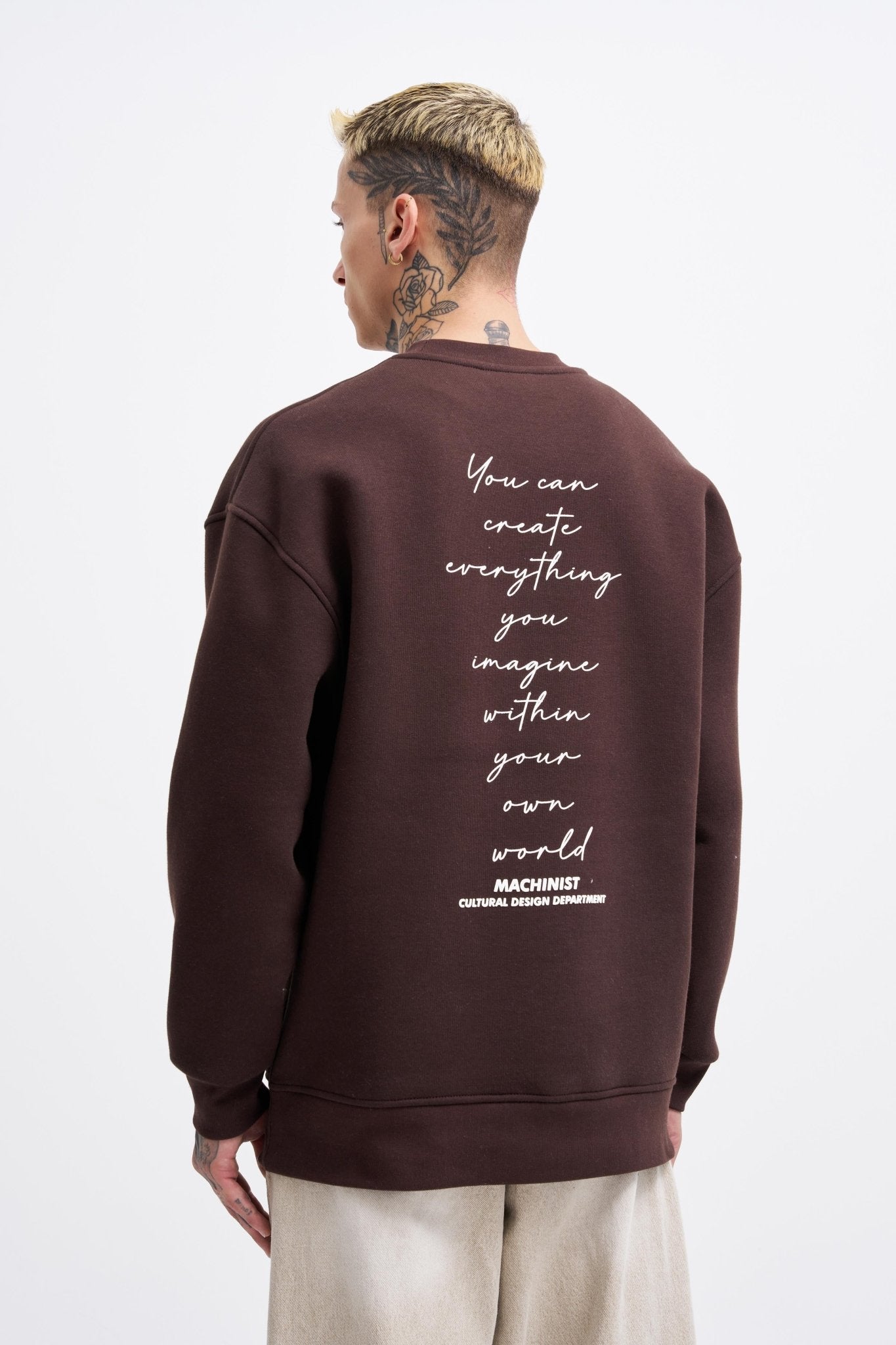 Erkek Carpet Embrodery Sweatshirt Koyu Kahverengi