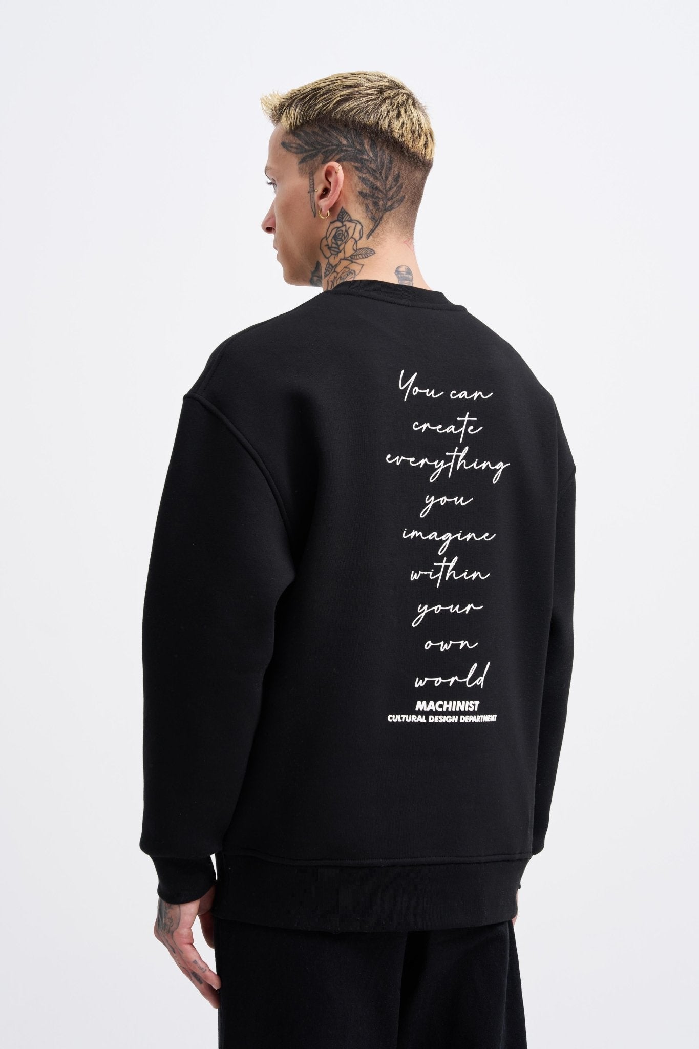 Erkek Carpet Embrodery Sweatshirt Siyah