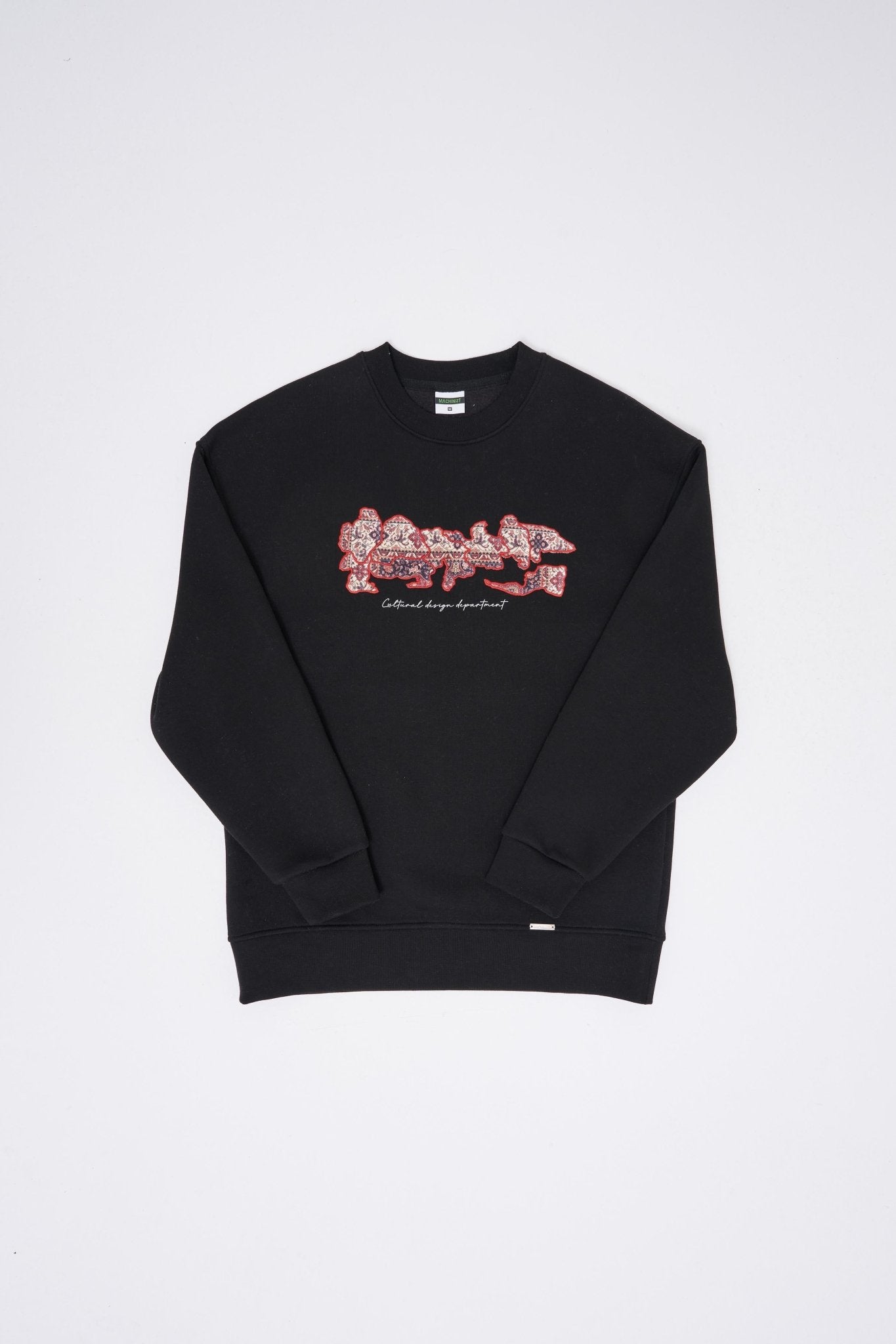 Erkek Carpet Embrodery Sweatshirt Siyah