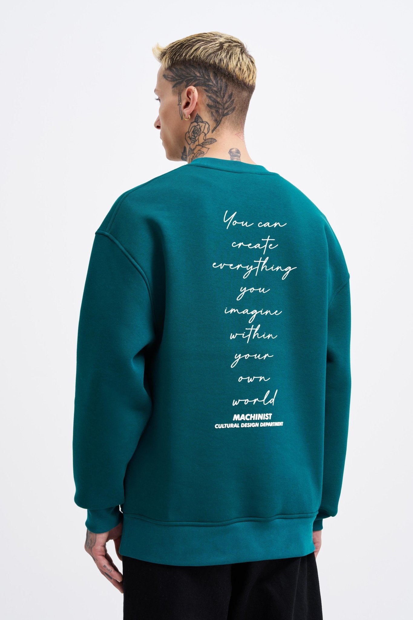 Erkek Carpet Embrodery Sweatshirt Yağ Yeşili
