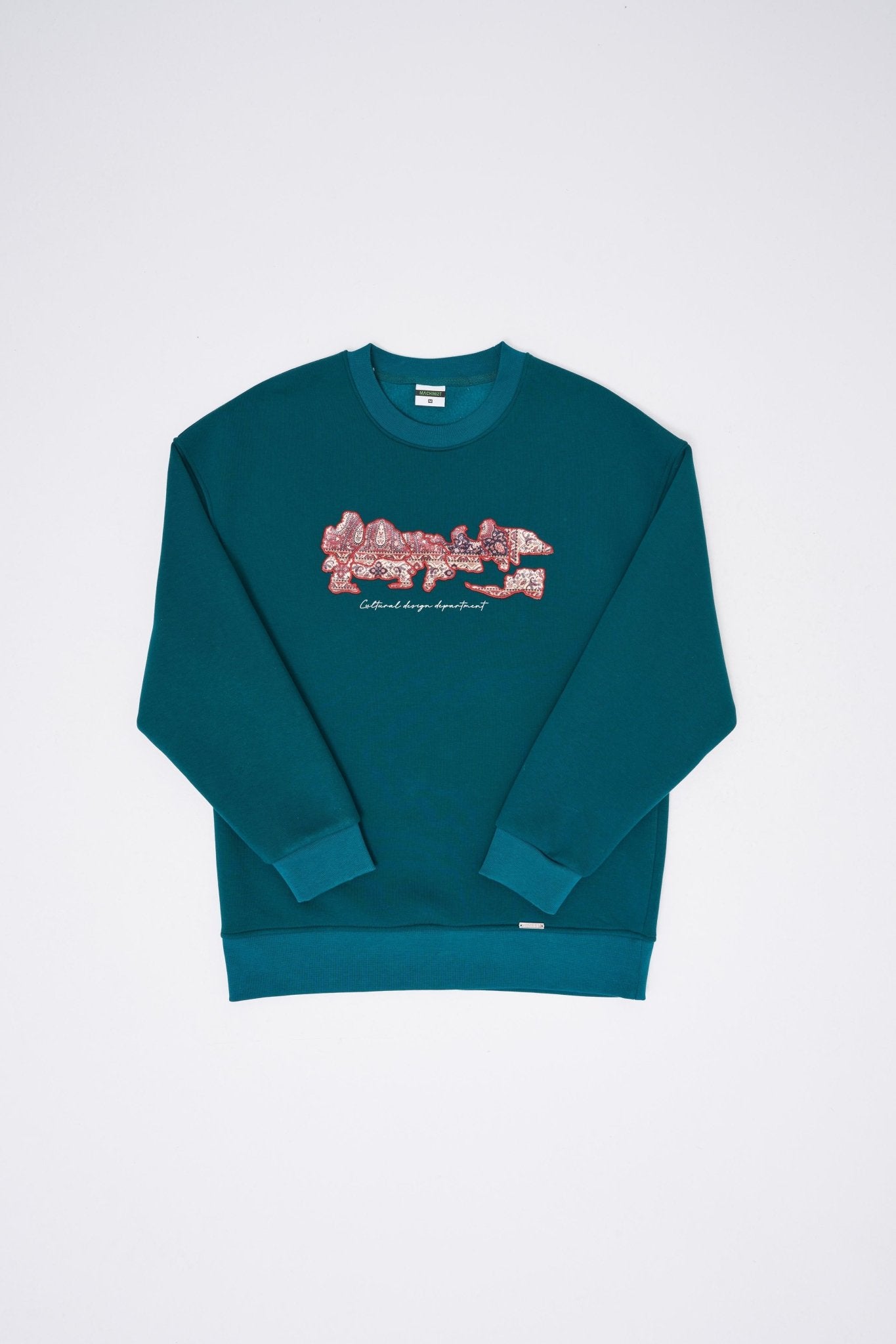 Erkek Carpet Embrodery Sweatshirt Yağ Yeşili