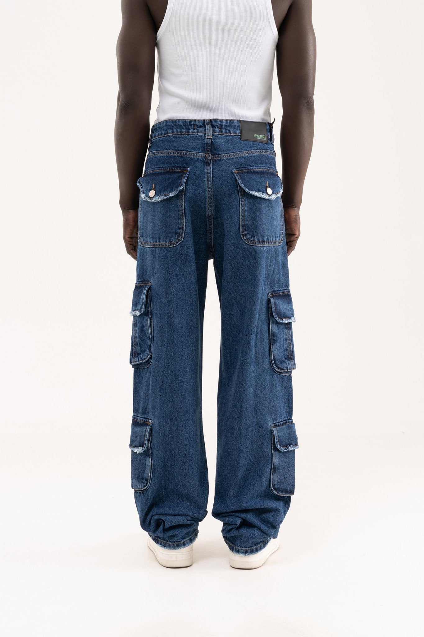 Erkek Cep Detaylı Baggy Jean Pantolon Mavi
