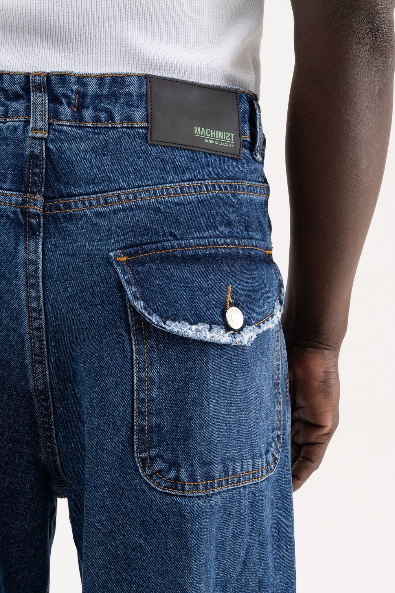 Erkek Cep Detaylı Baggy Jean Pantolon Mavi