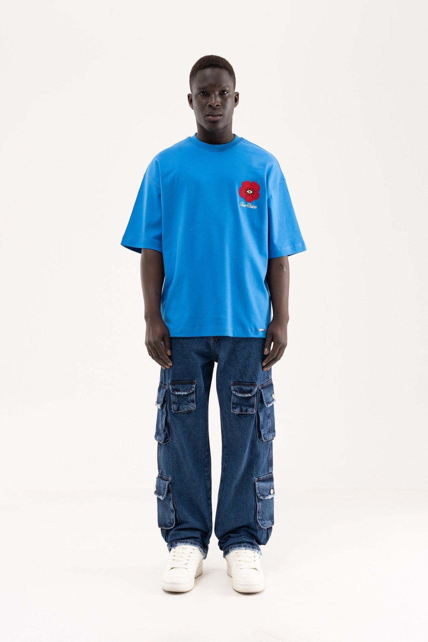Erkek Cep Detaylı Baggy Jean Pantolon Mavi