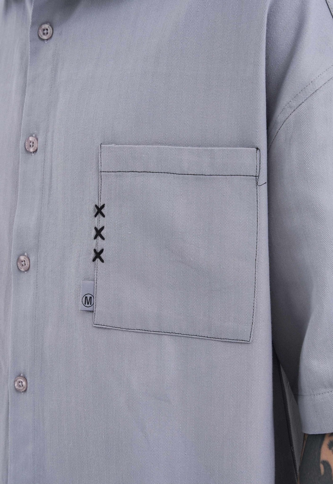 Erkek Cepli Basic Oversize Gömlek Gri