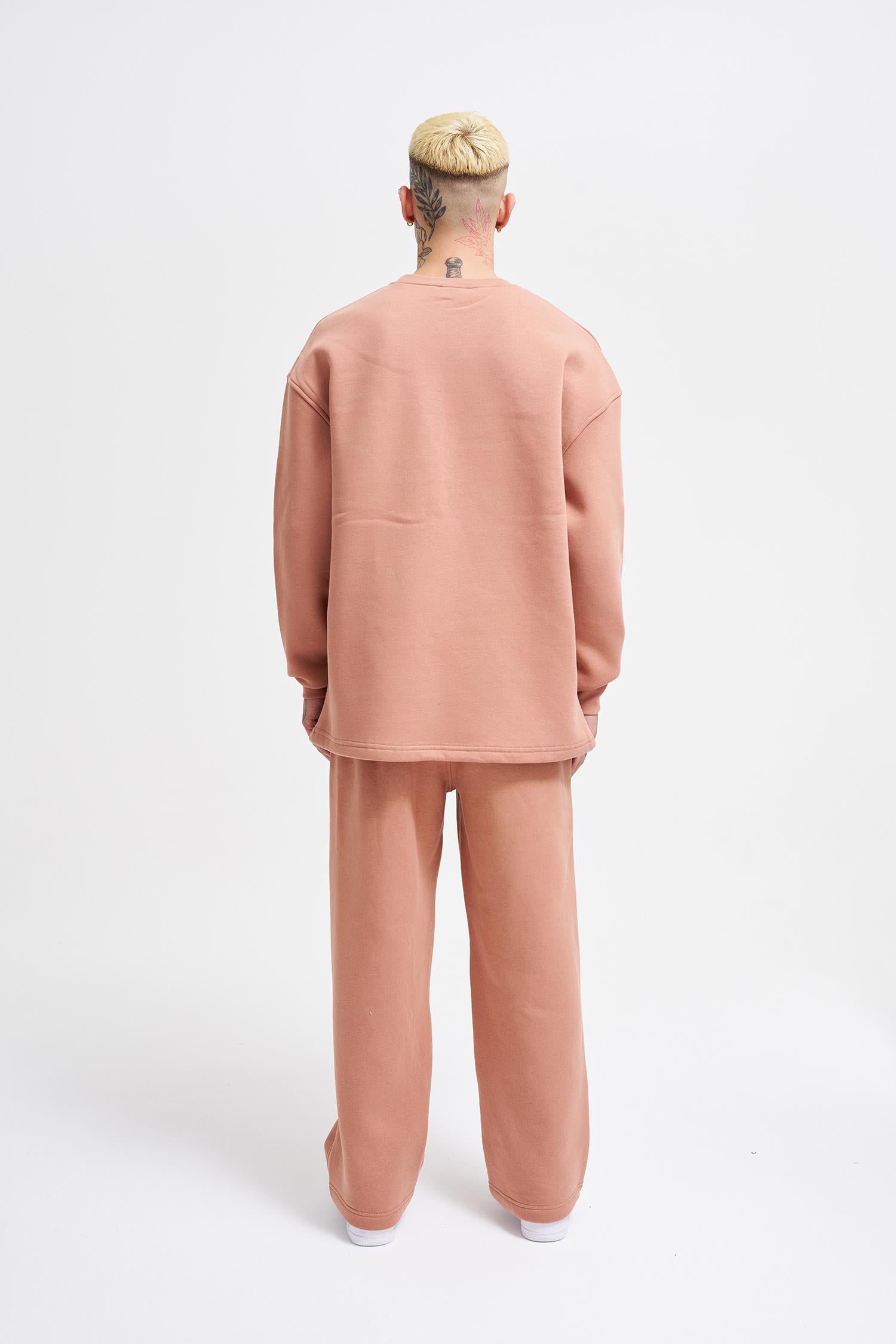 Erkek Cepli Bisiklet Yaka Basic Super Oversize Sweatshirt Bakır