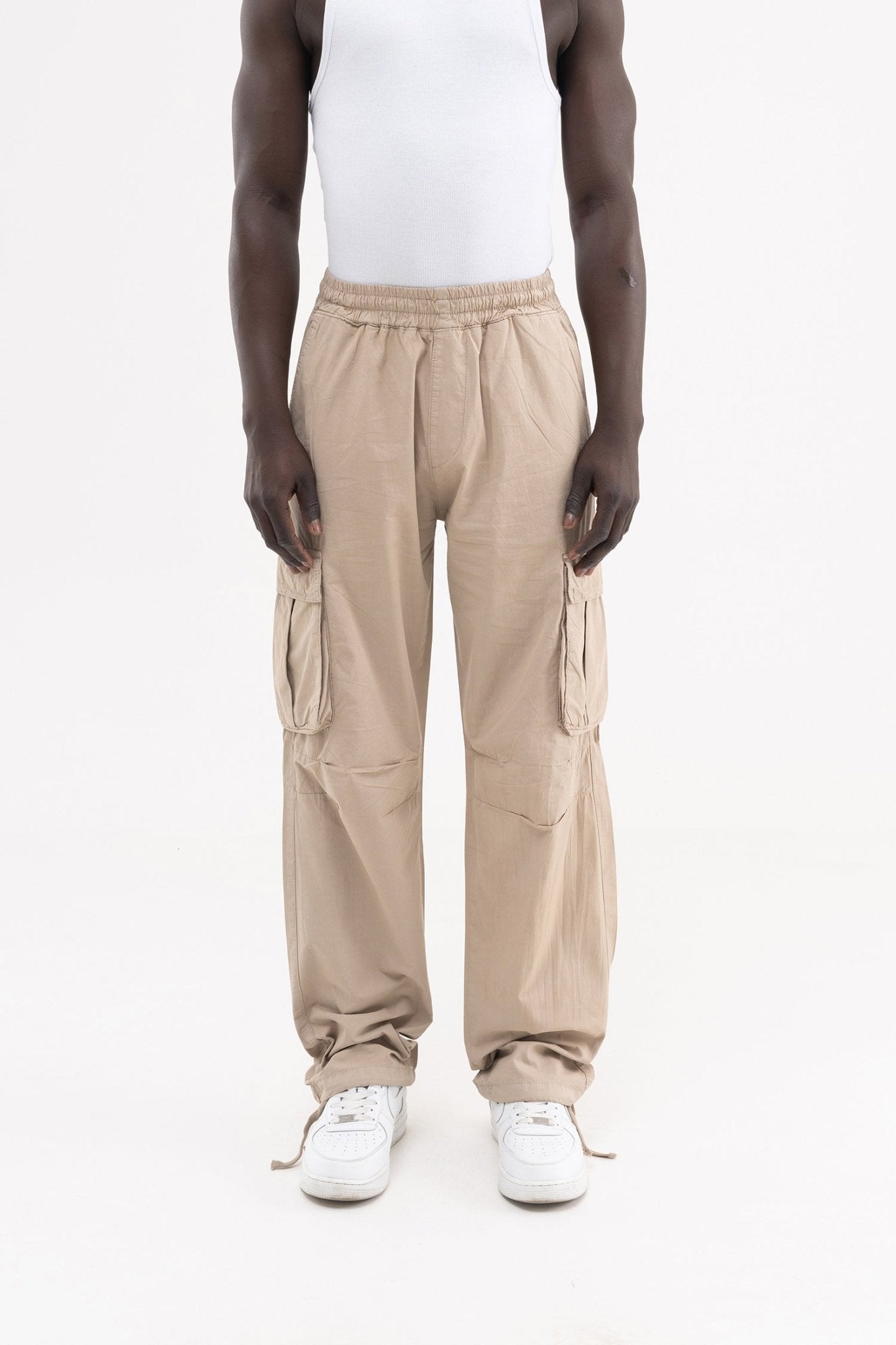 Erkek Cepli Kargo Baggy Jean Pantolon Bej