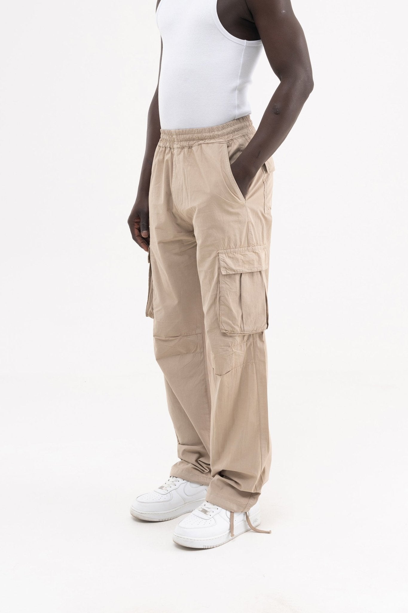 Erkek Cepli Kargo Baggy Jean Pantolon Bej