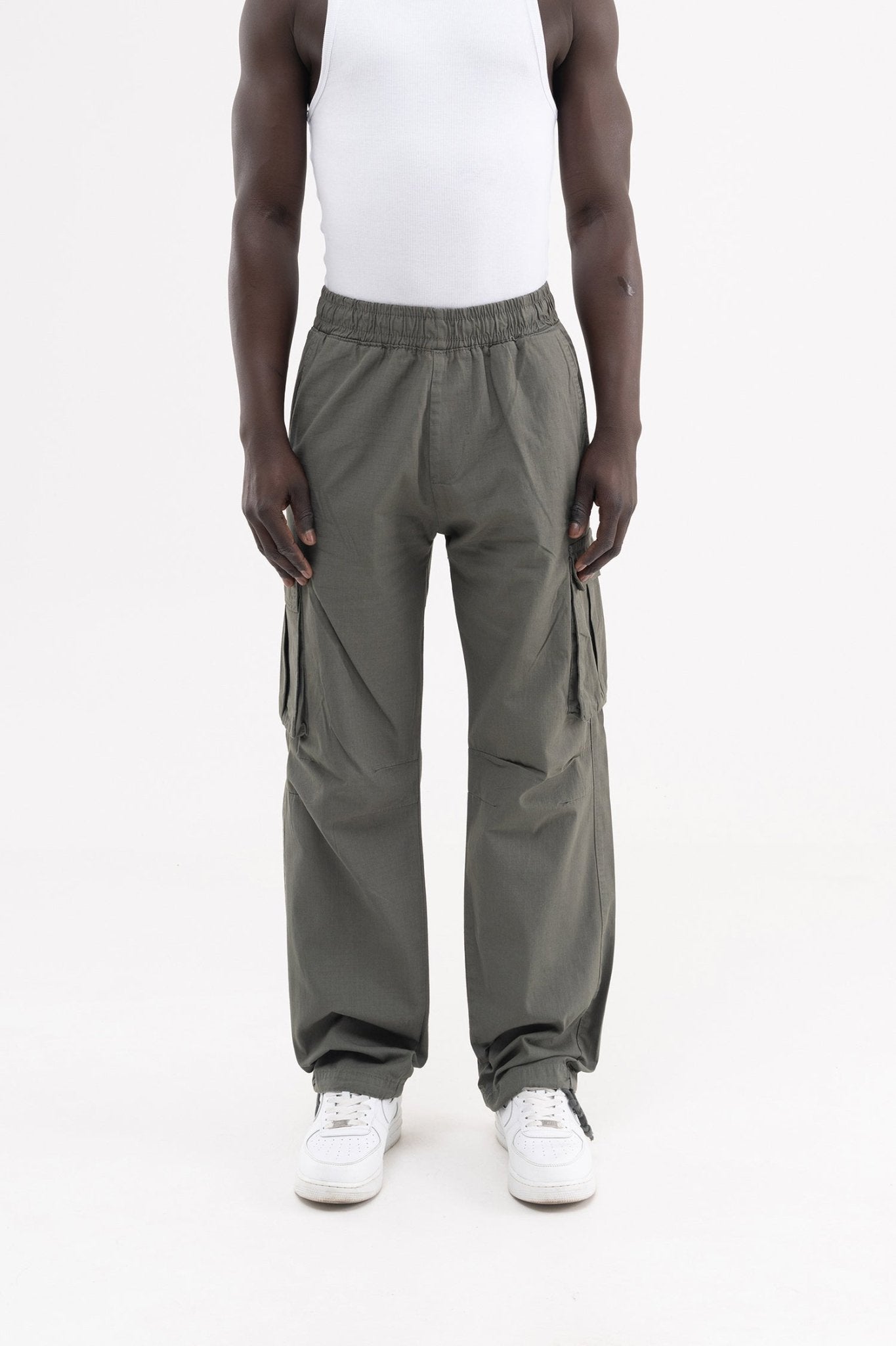 Erkek Cepli Kargo Baggy Jean Pantolon Haki