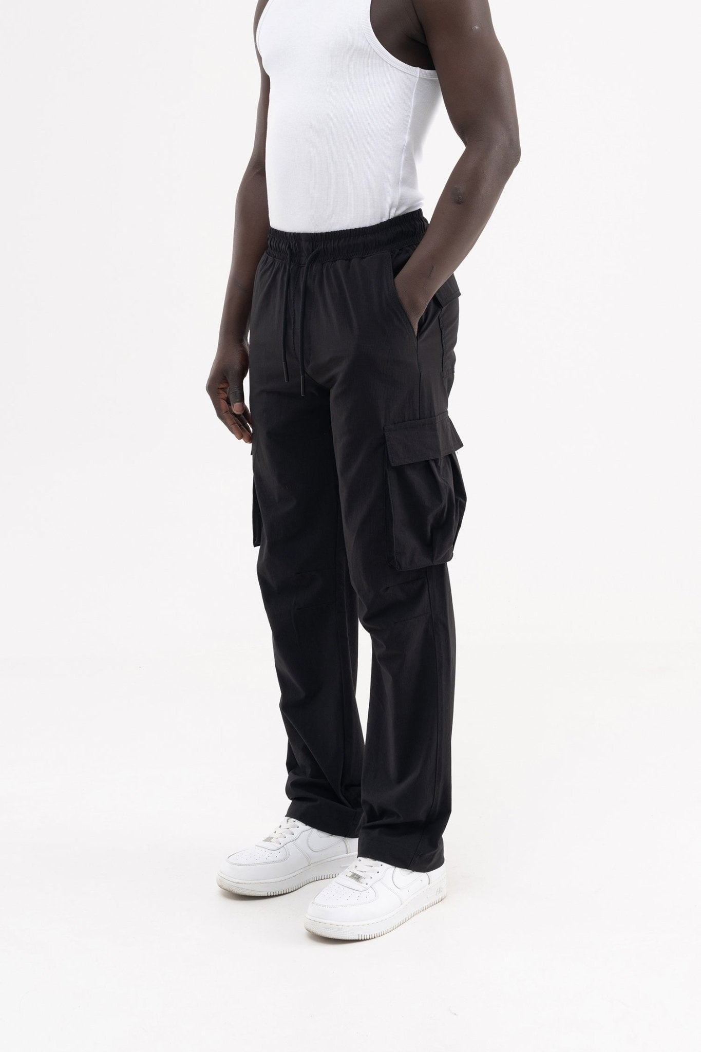 Erkek Cepli Kargo Baggy Jean Pantolon Siyah