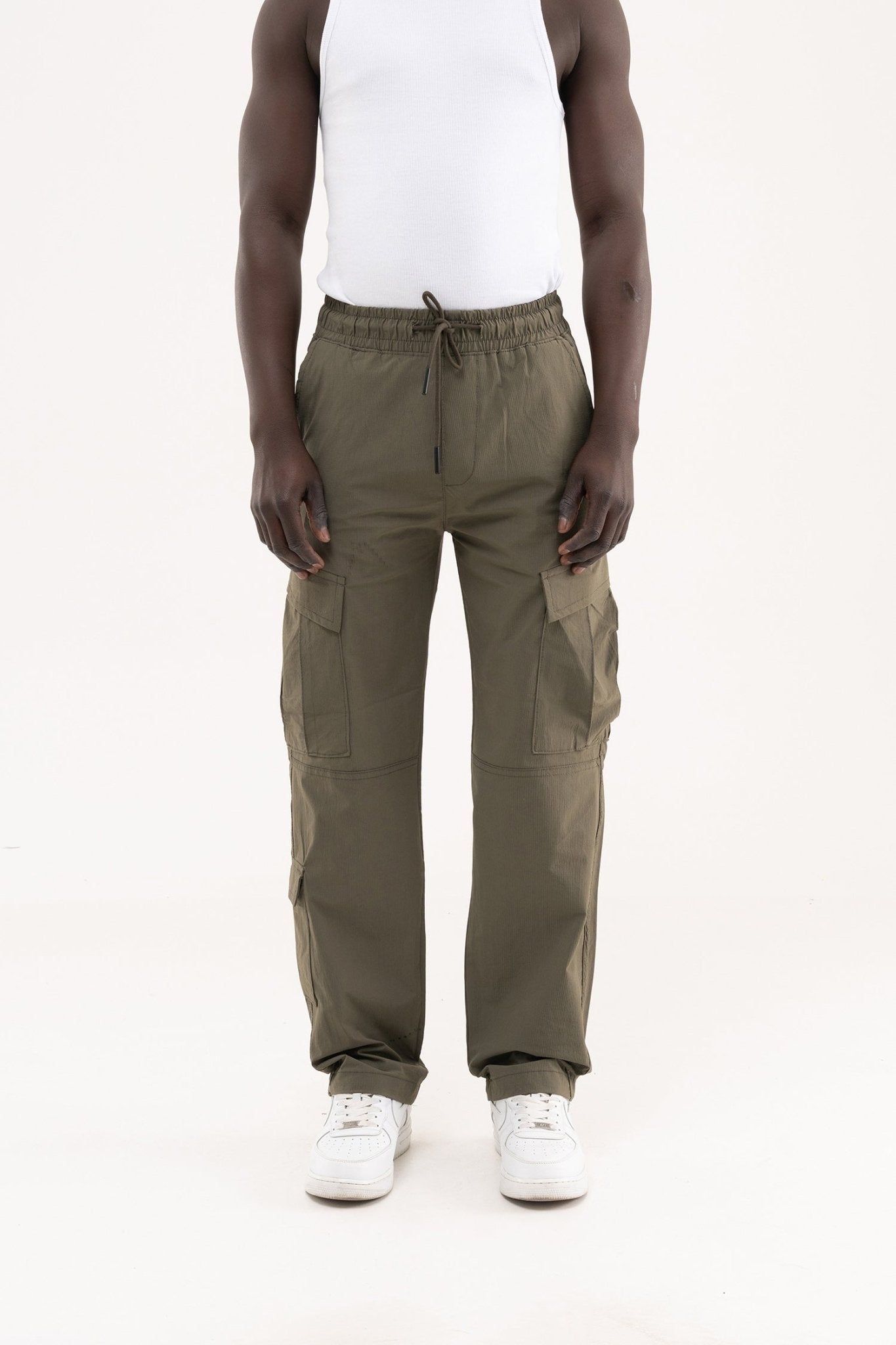 Erkek Çok Cepli Kargo Baggy Jean Pantolon Haki