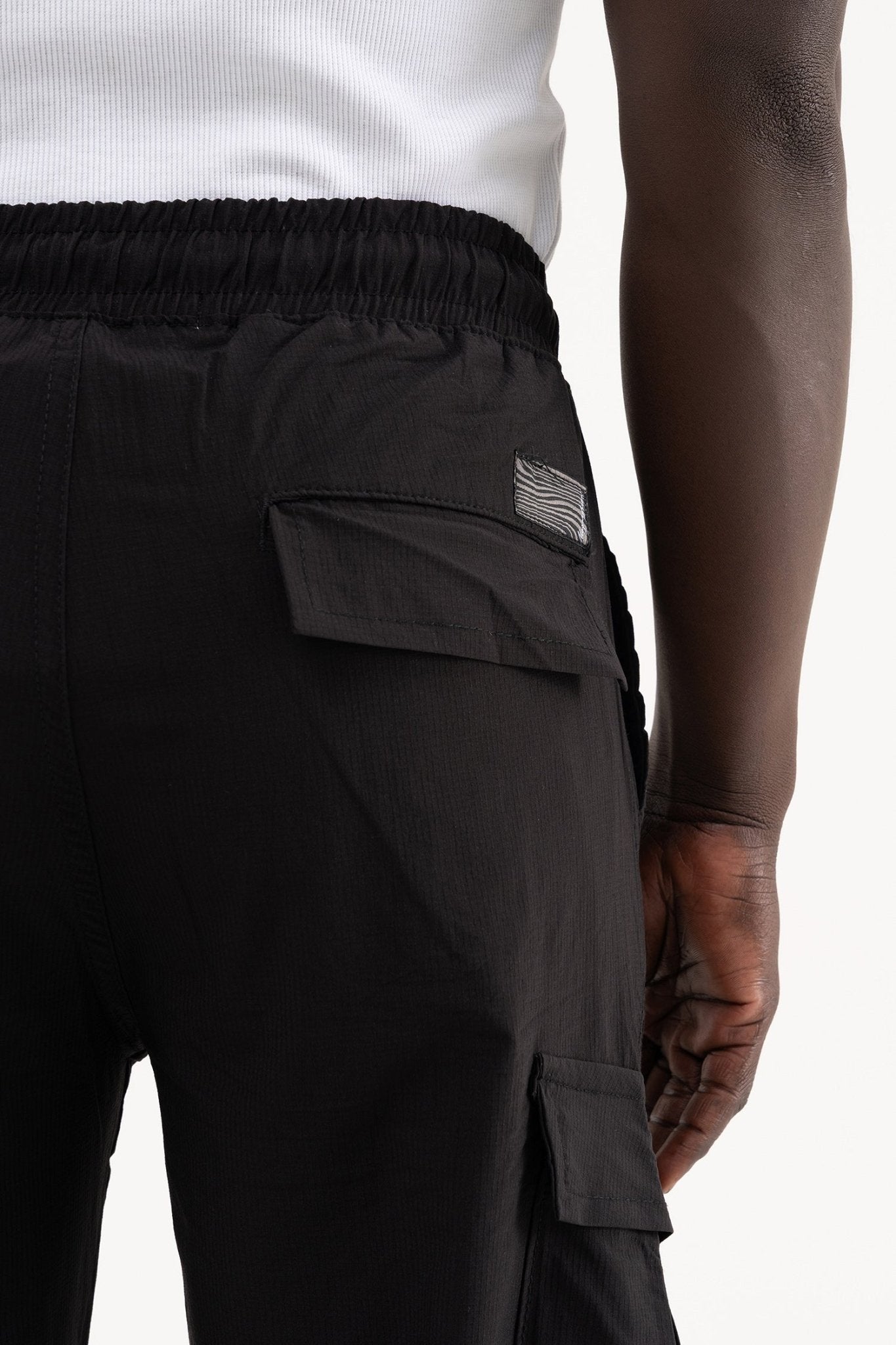 Erkek Çok Cepli Kargo Baggy Jean Pantolon Siyah