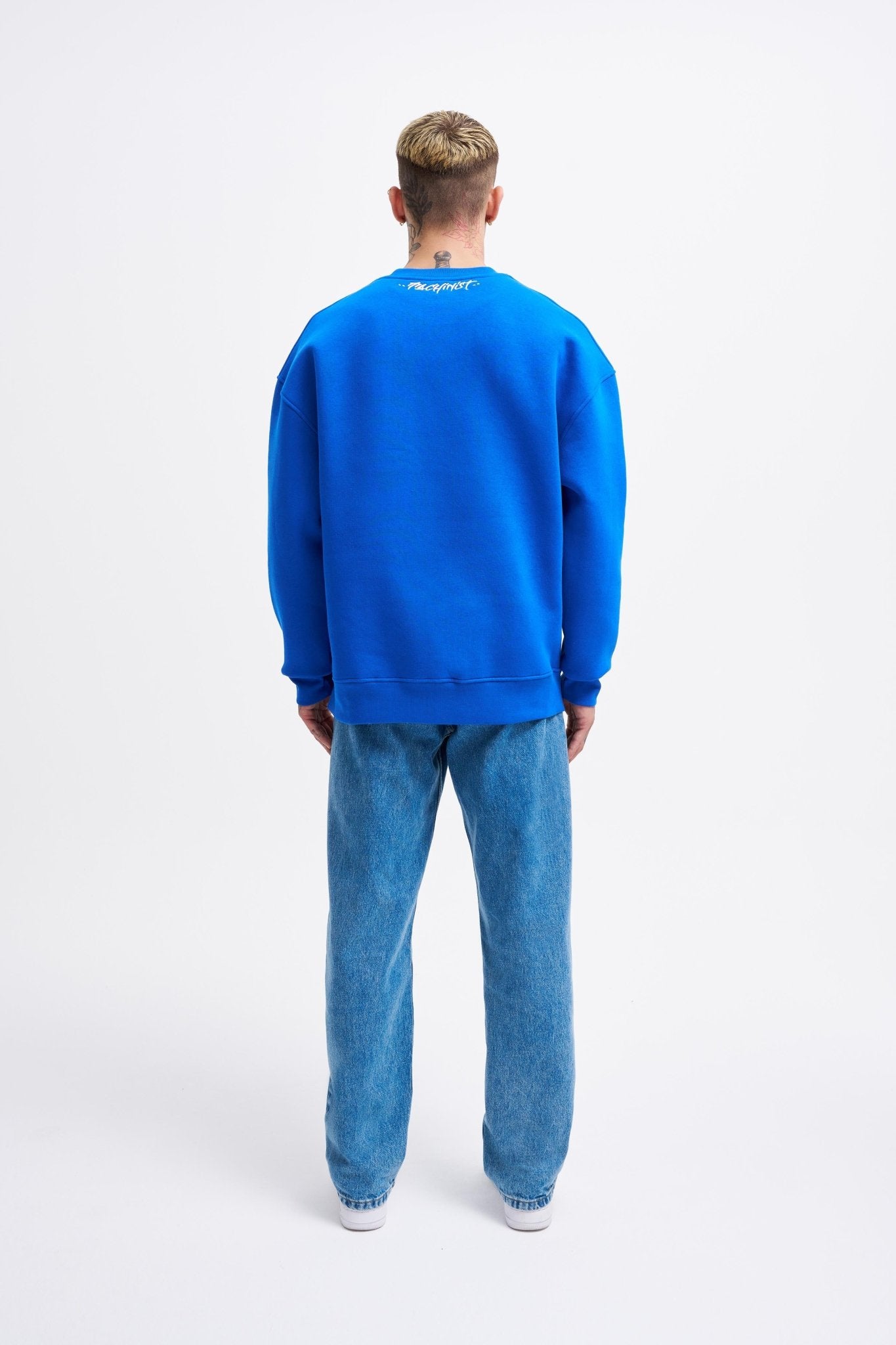 Erkek Collar Embroidery Detail Sweatshirt Açık Mavi