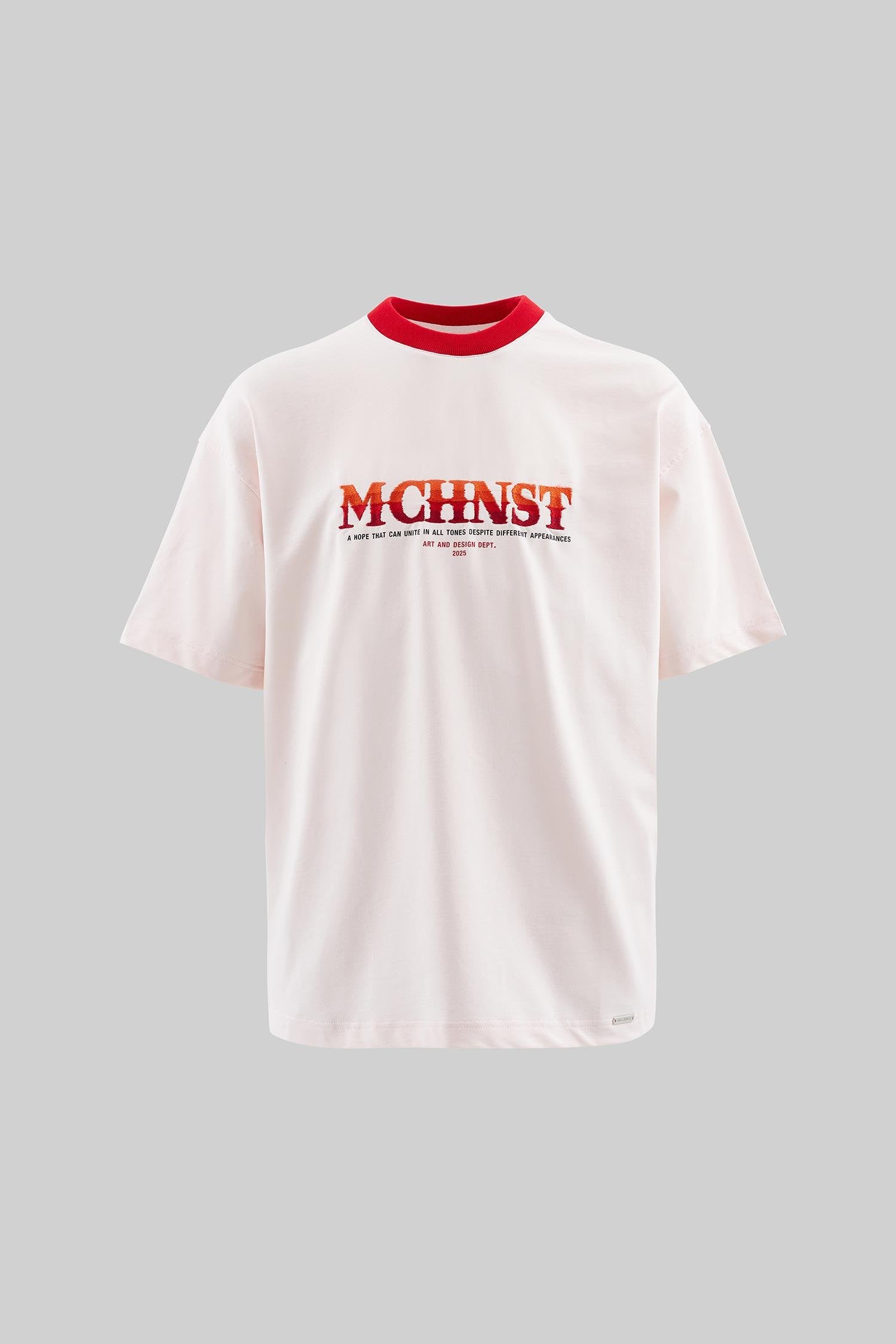 Erkek Color Gradient Embroidered Oversi̇ze Ti̇şört Açık Pembe