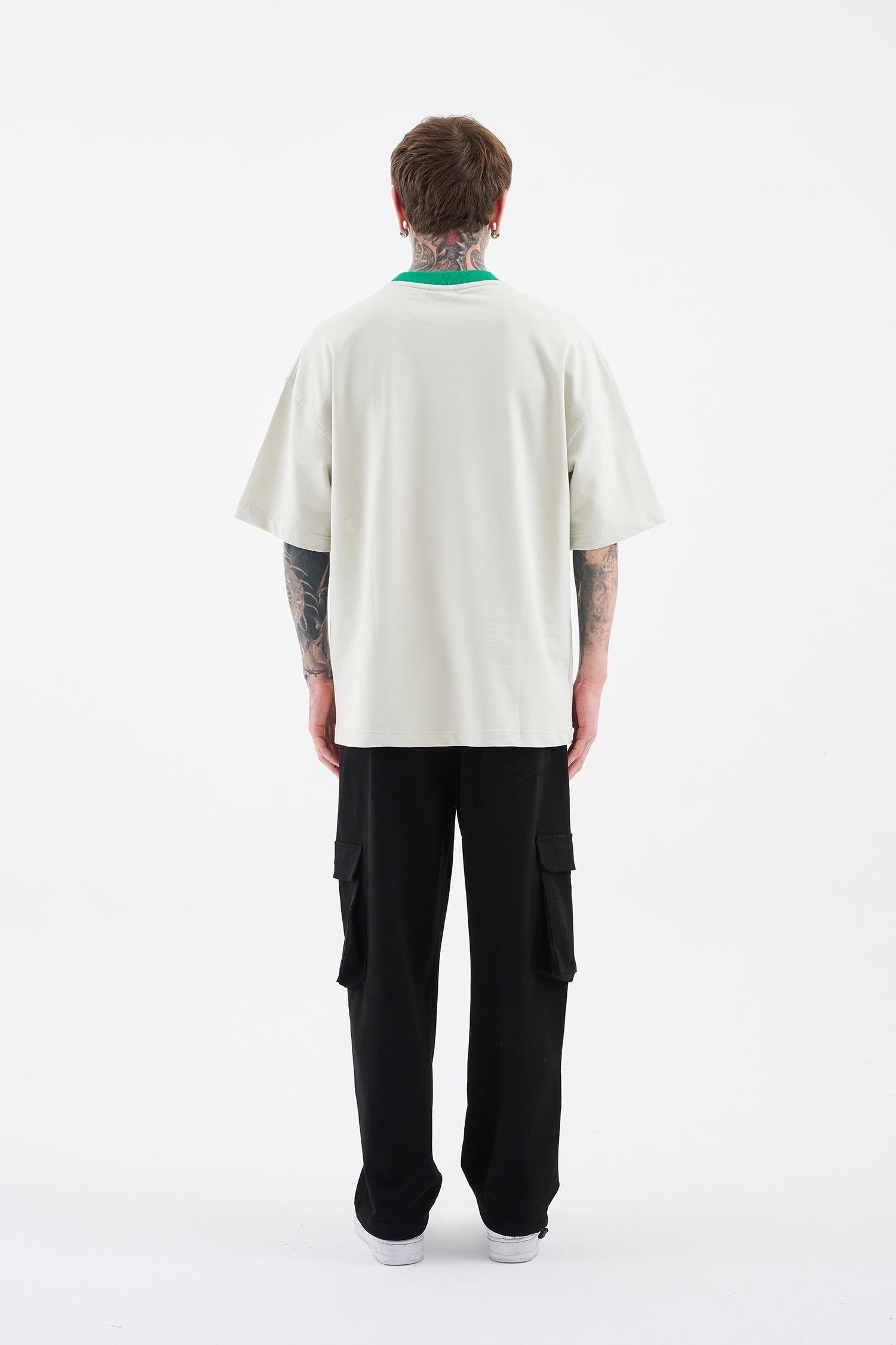 Erkek Color Gradient Embroidered Oversi̇ze Ti̇şört Uzay Grisi