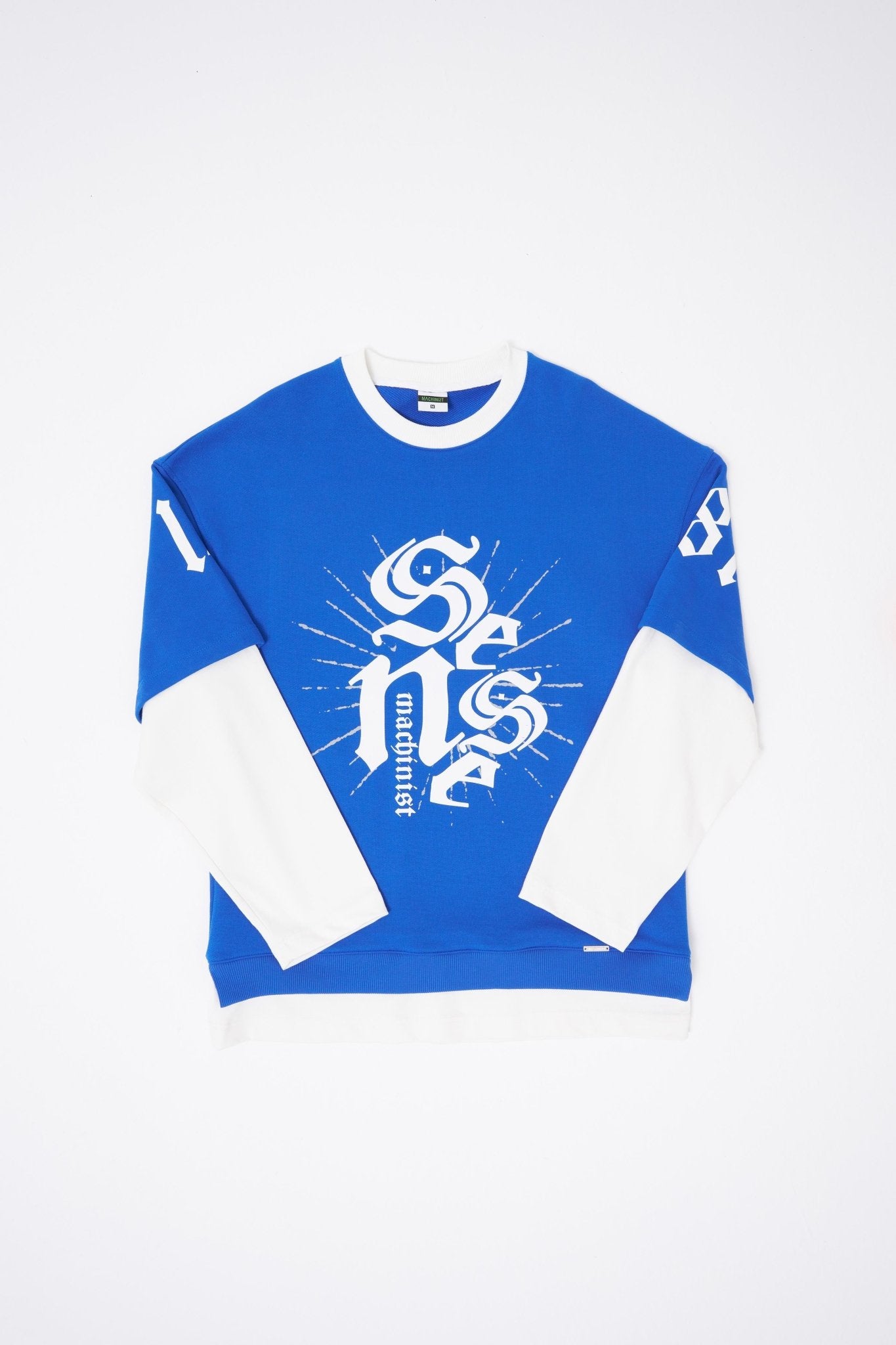 Erkek Contrast Layerd Sweatshirt Açık Mavi - Ekru