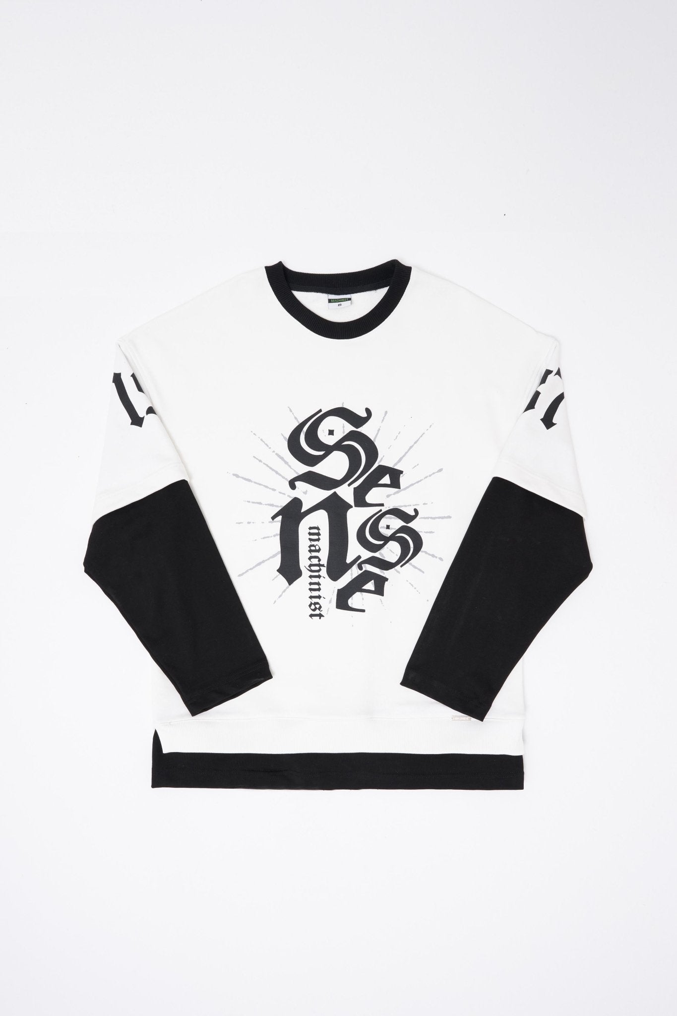 Erkek Contrast Layerd Sweatshirt Ekru - Siyah