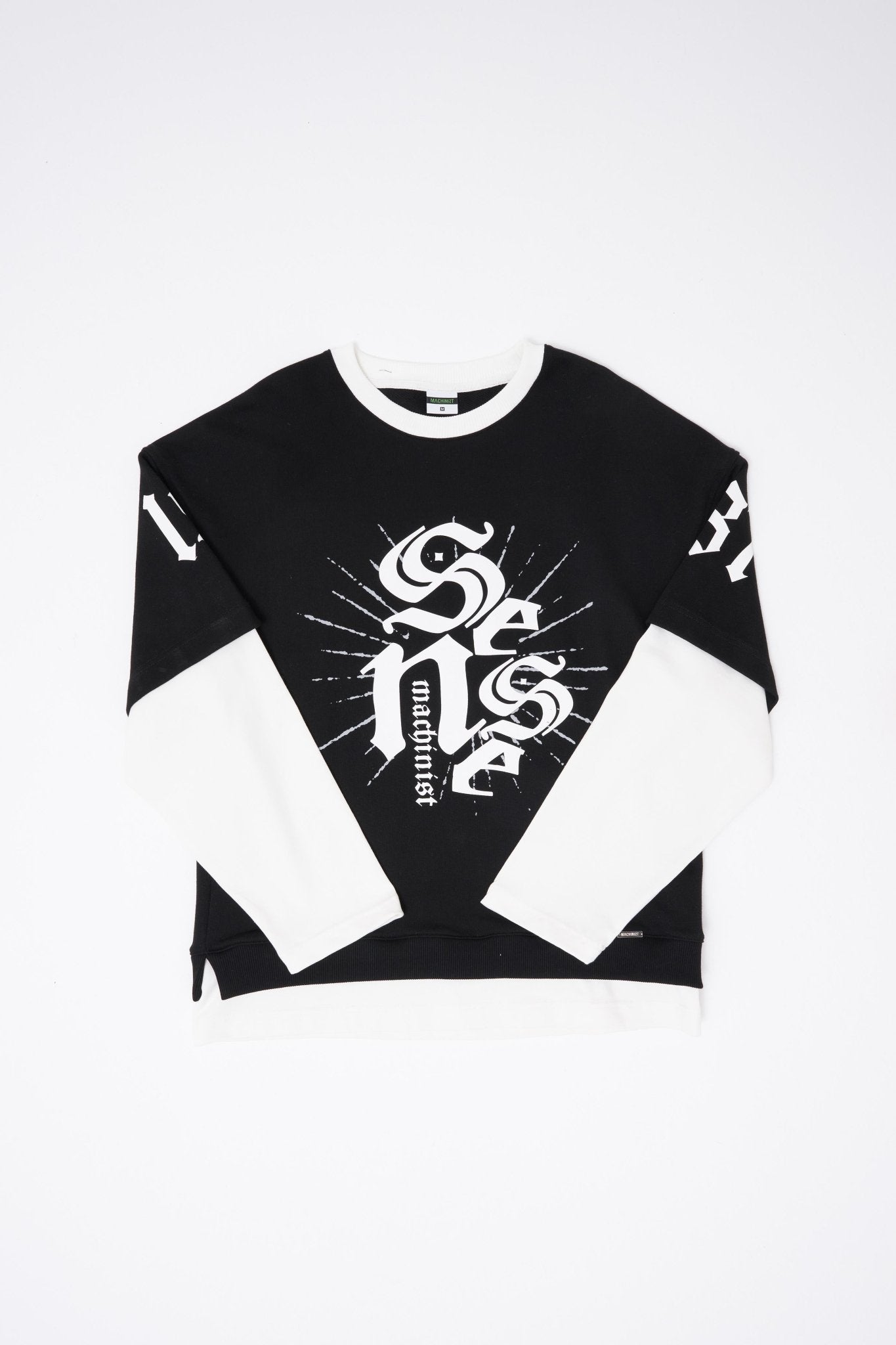 Erkek Contrast Layerd Sweatshirt Siyah - Ekru