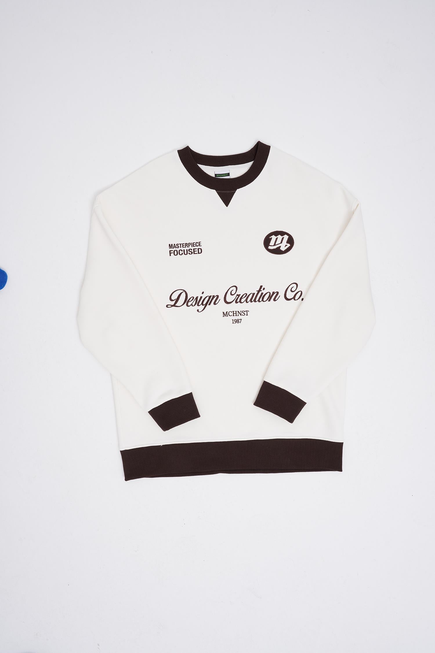 Erkek Contrast Sweatshirt Ekru