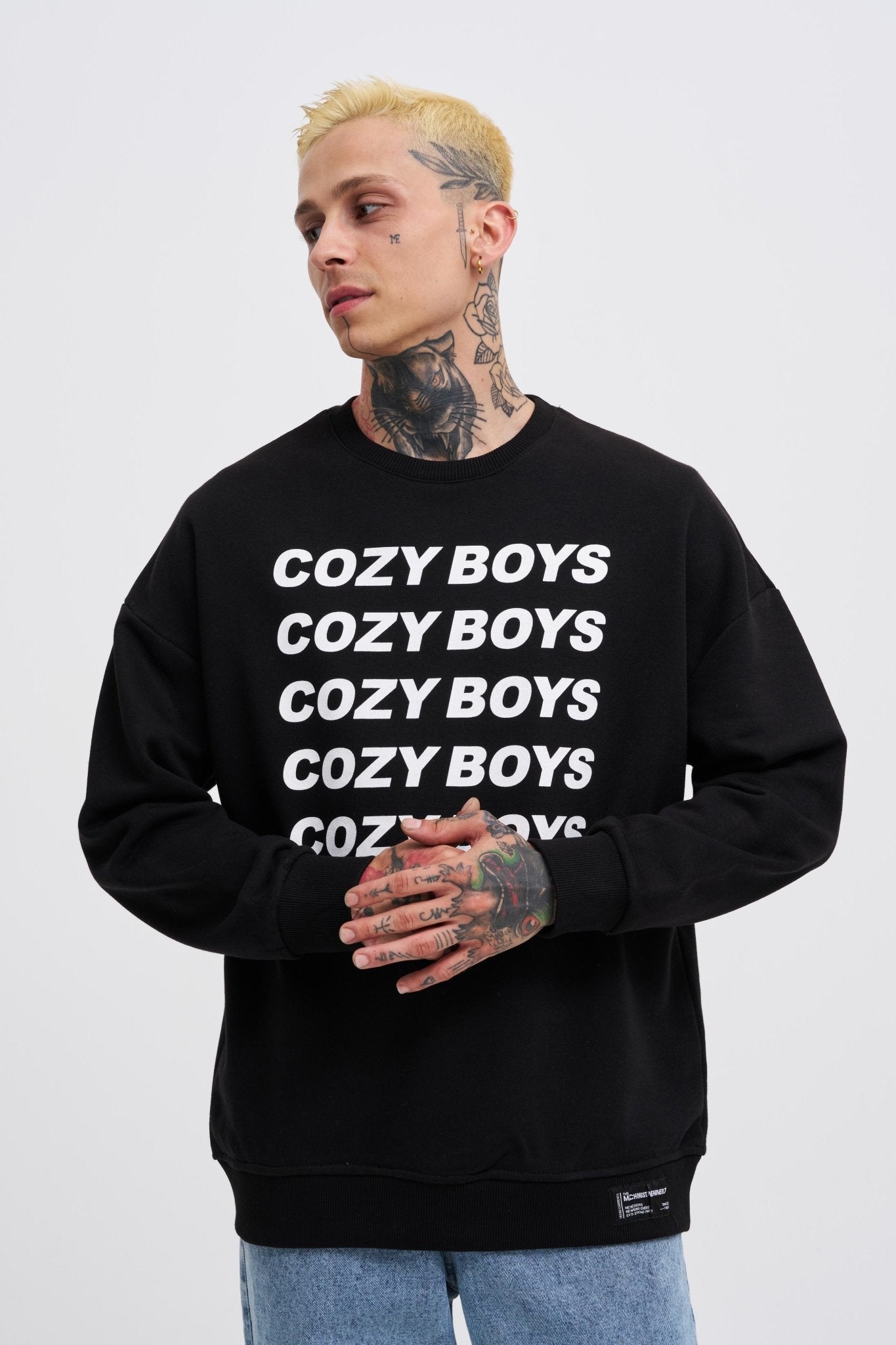 Erkek Cozy Boys Şardonlu Sweatshirt Siyah