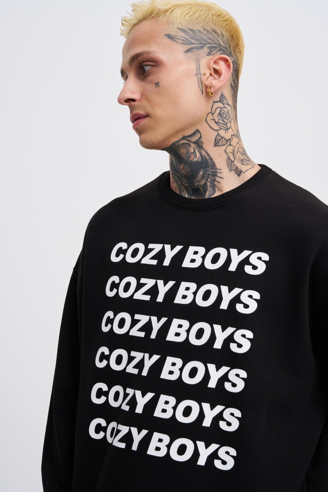 Erkek Cozy Boys Şardonlu Sweatshirt Siyah