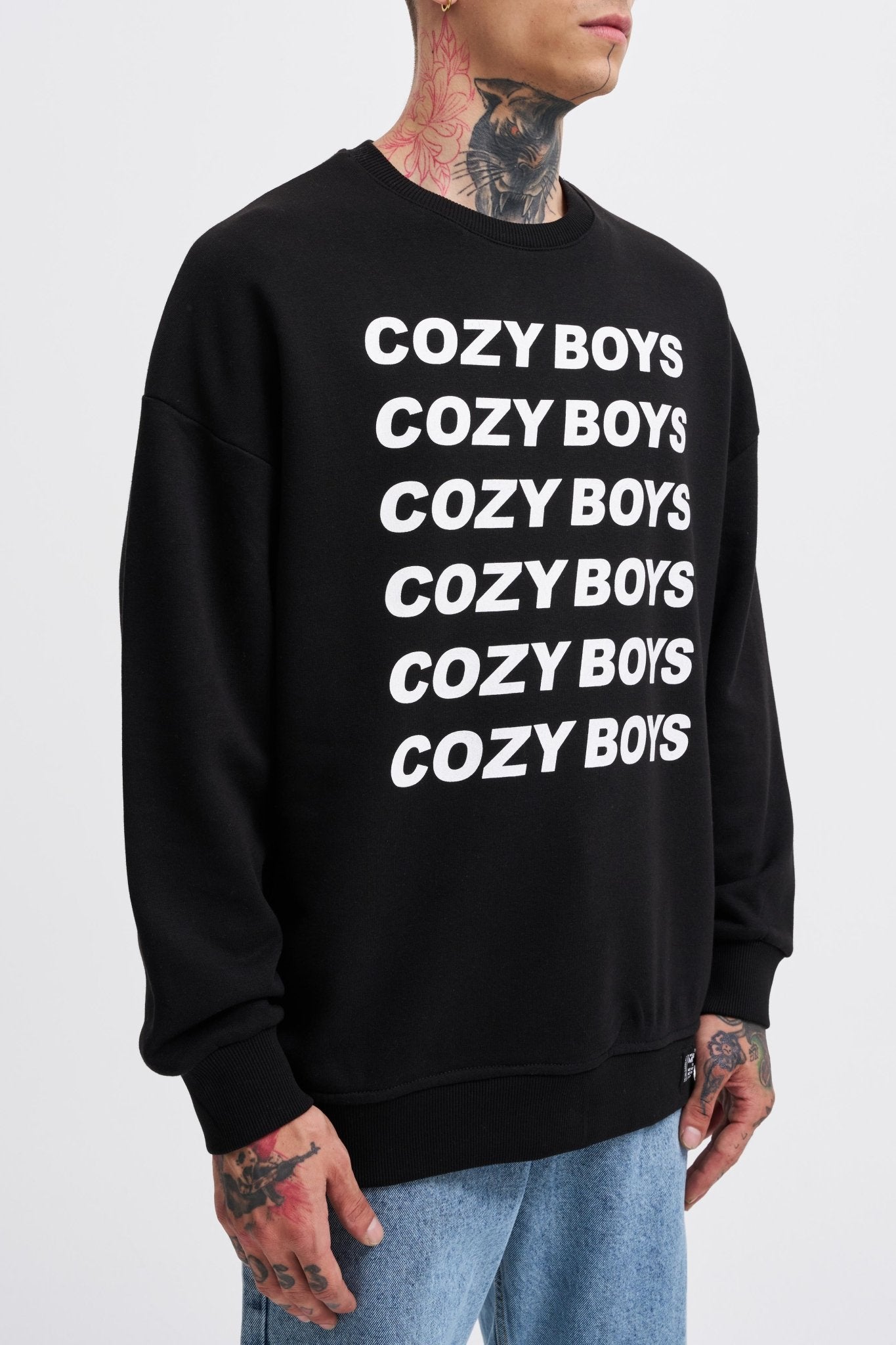 Erkek Cozy Boys Şardonlu Sweatshirt Siyah