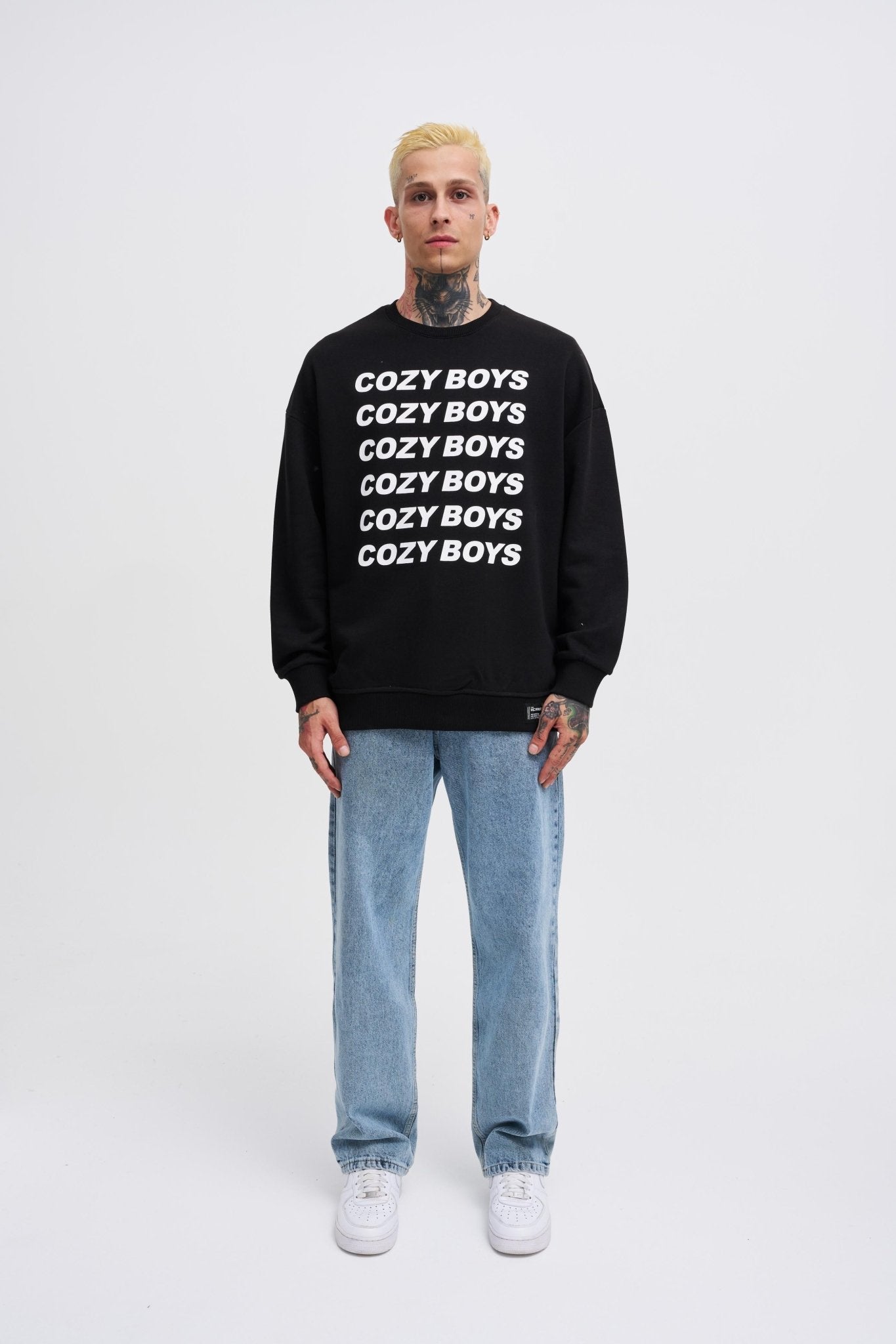 Erkek Cozy Boys Şardonlu Sweatshirt Siyah