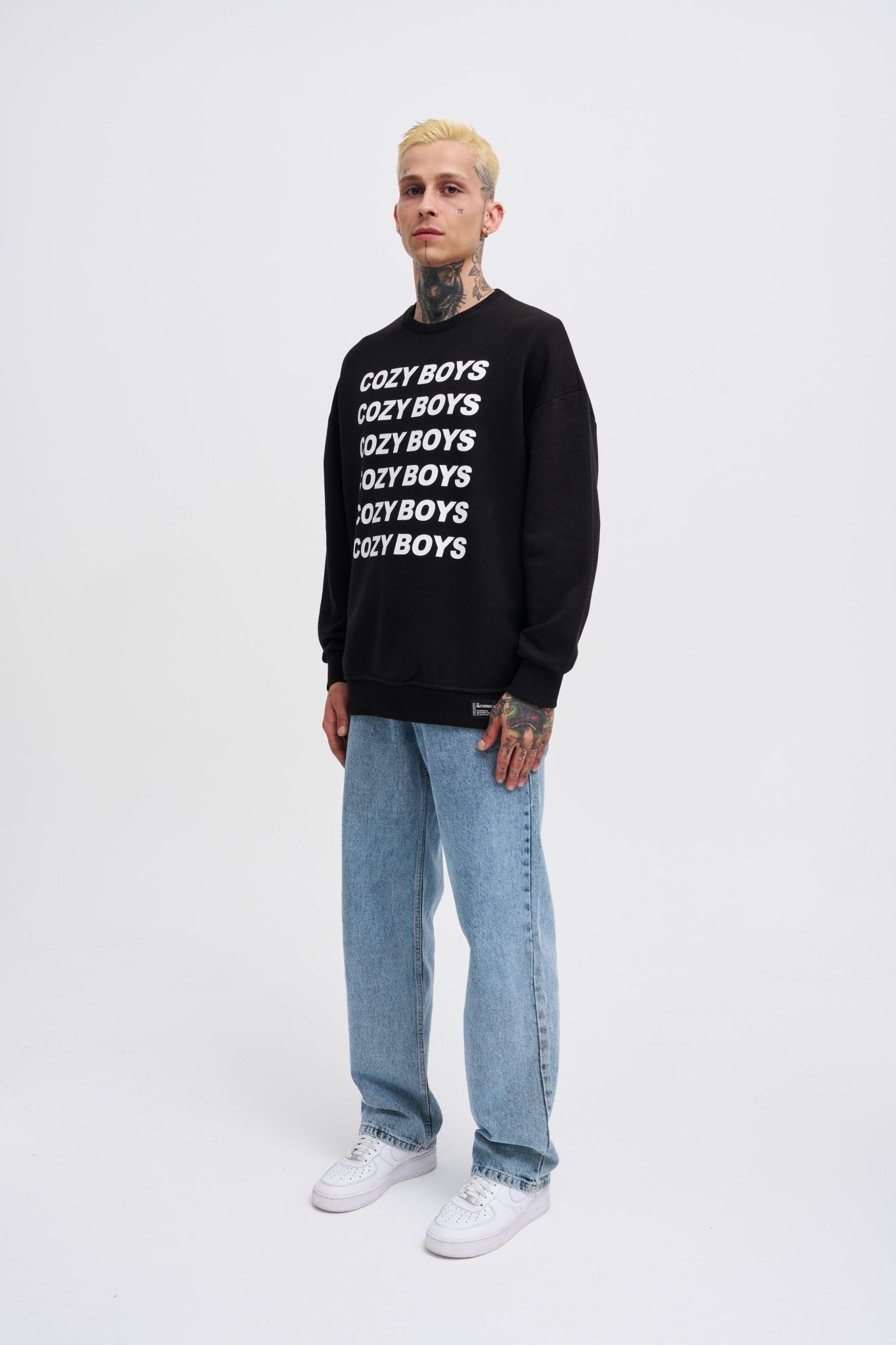 Erkek Cozy Boys Şardonlu Sweatshirt Siyah