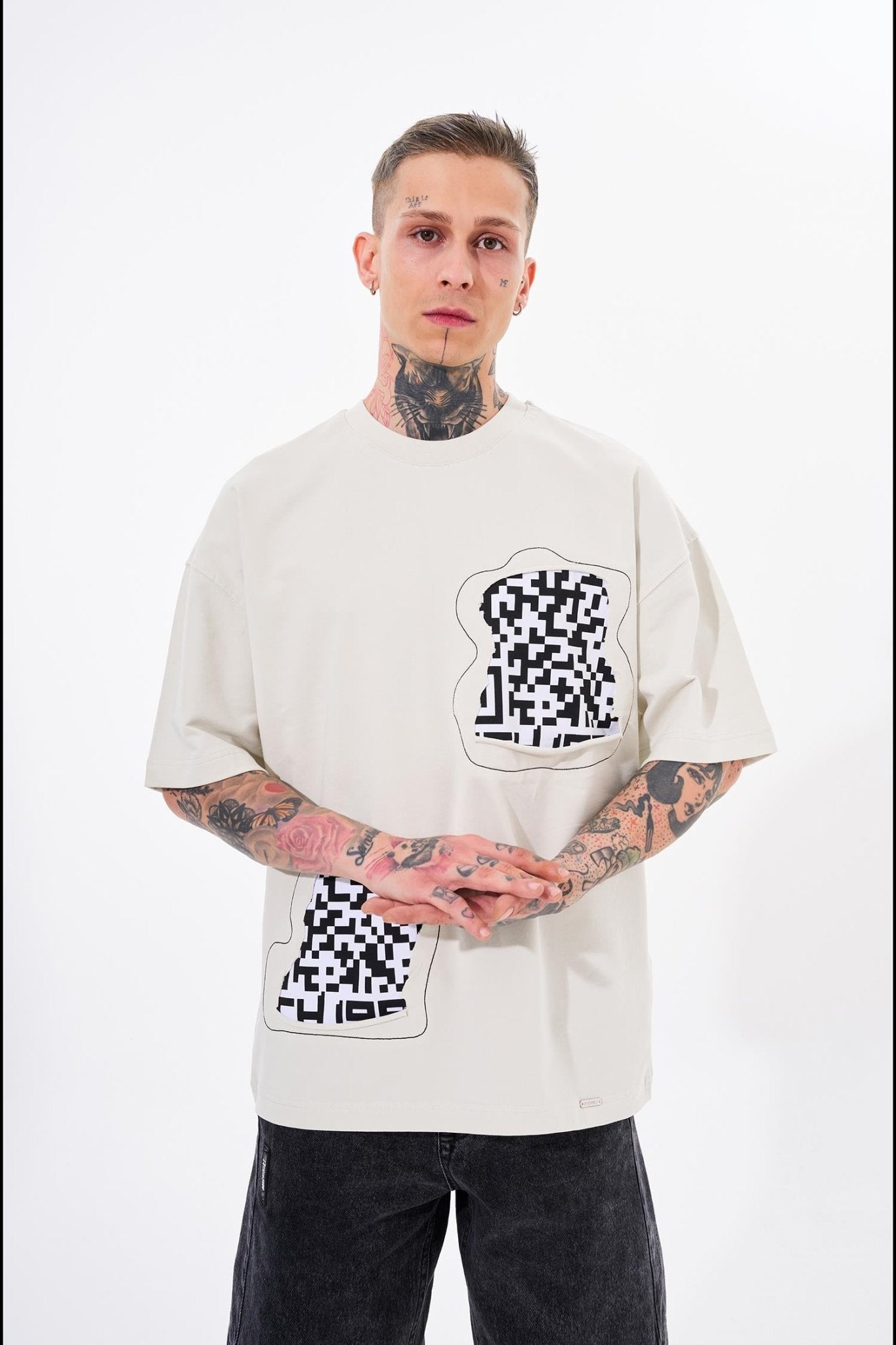 Erkek Dama Patch Oversize Tişört Uzay Grisi