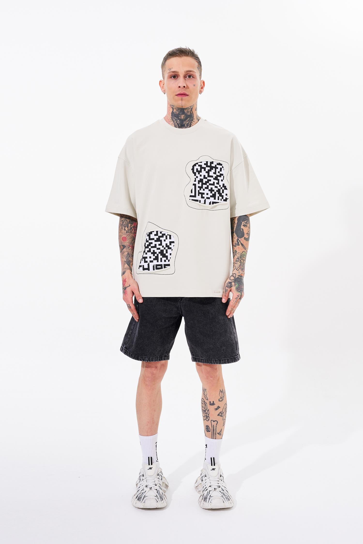 Erkek Dama Patch Oversize Tişört Uzay Grisi